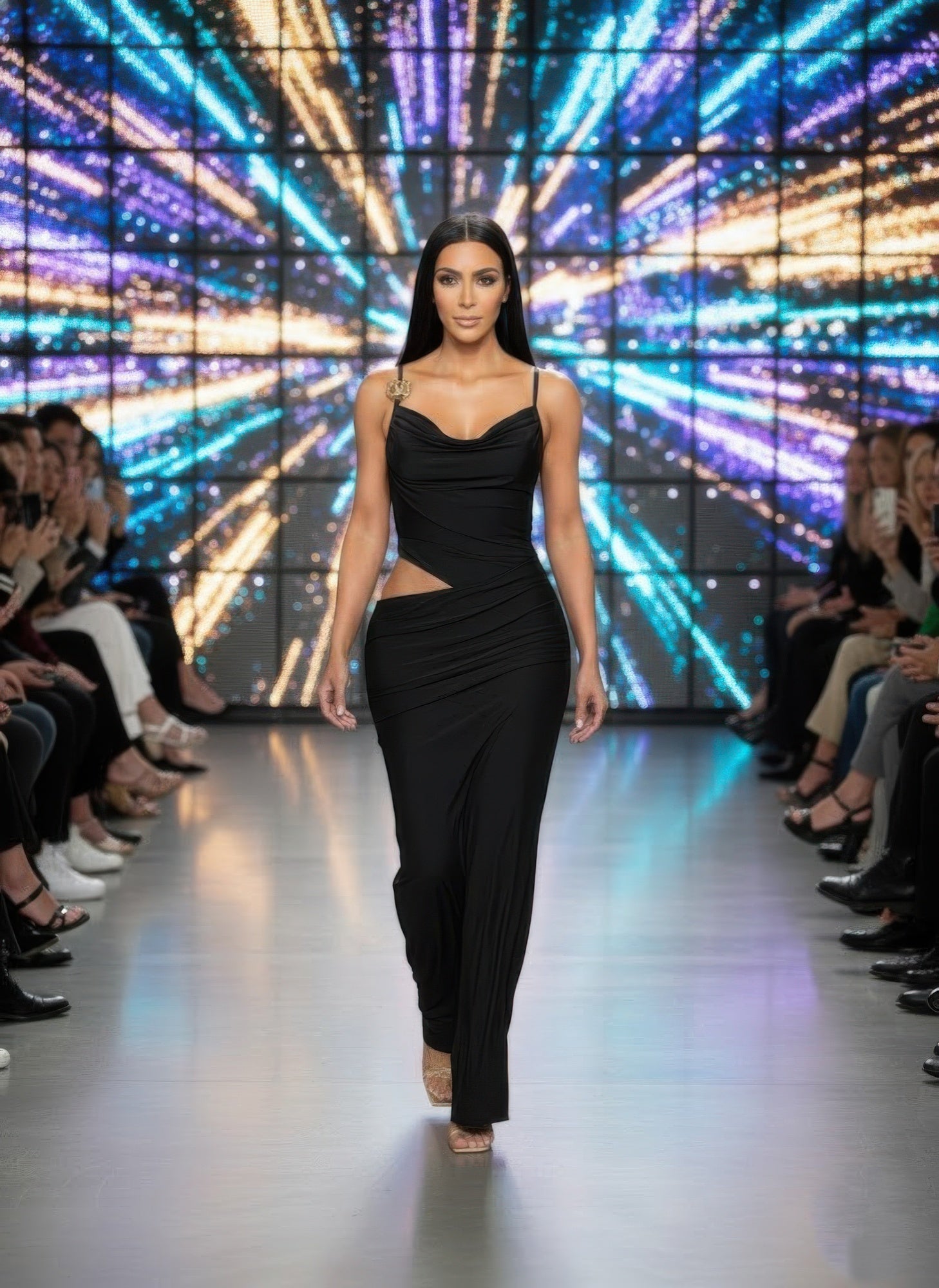 A Cowl Neckline Two - piece Illusion Maxi - Flip Flop Dynasty