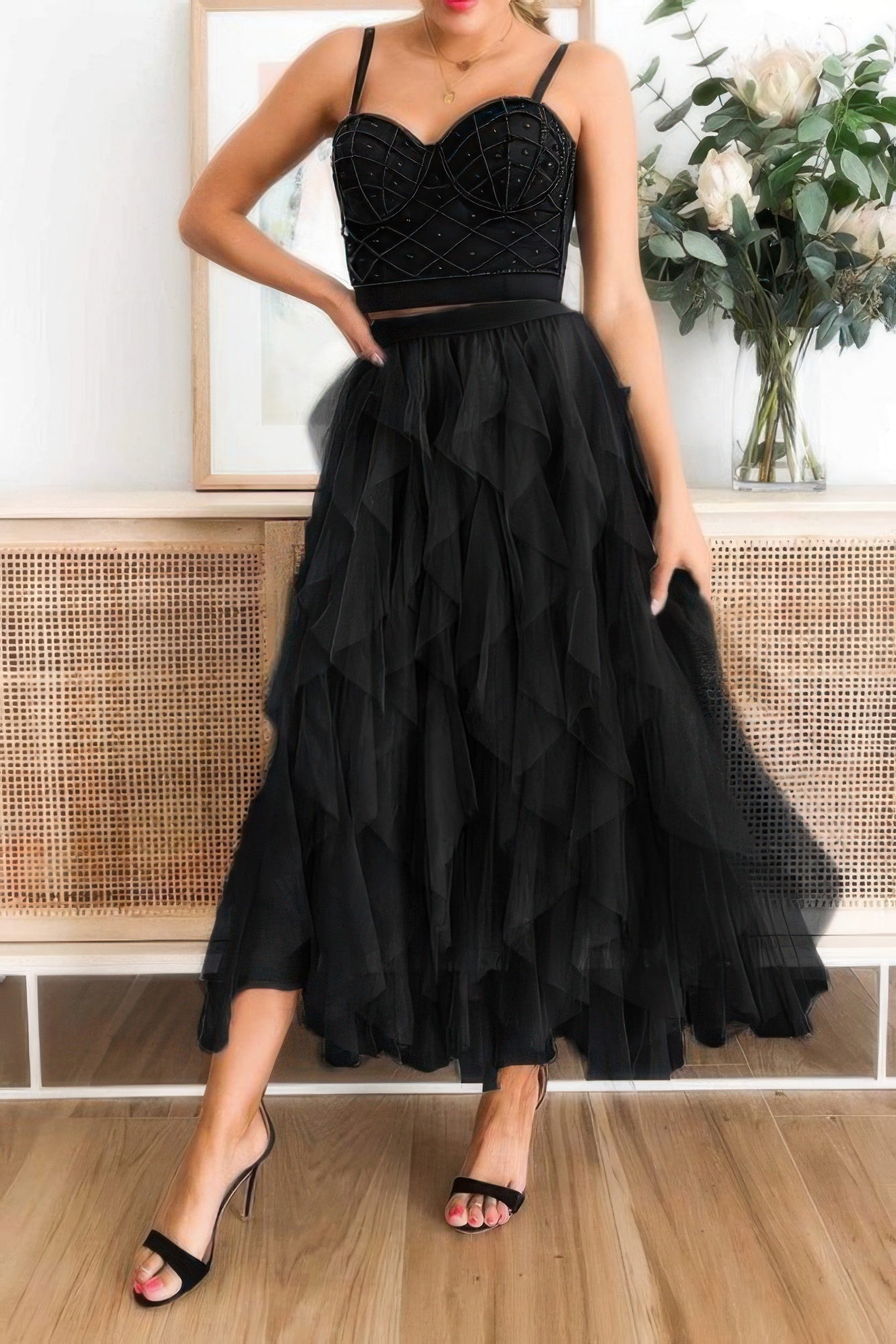 A Line Long Tulle Tiered Skirts - Flip Flop Dynasty