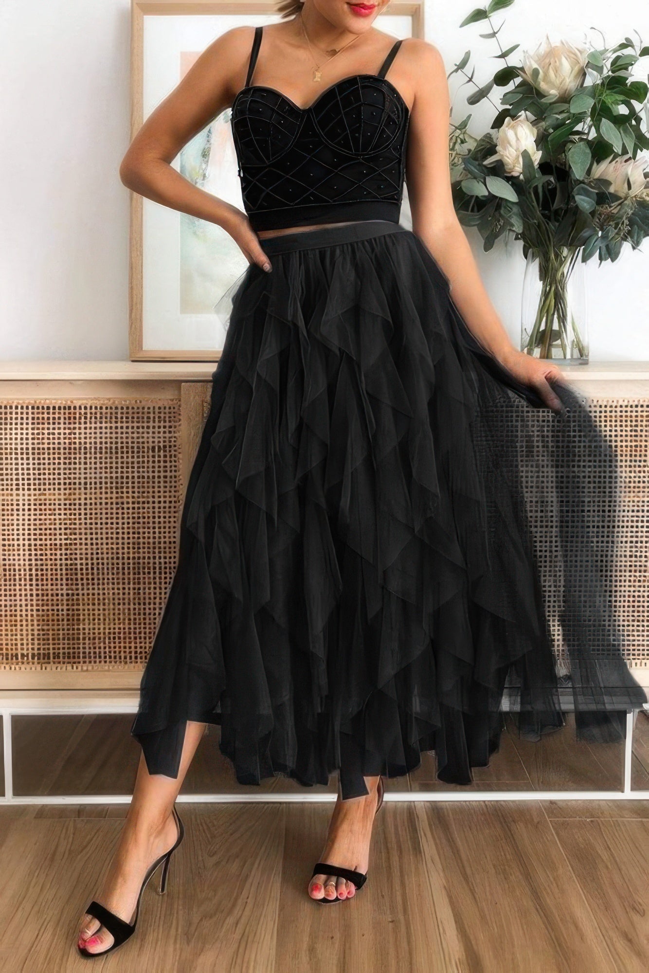 A Line Long Tulle Tiered Skirts - Flip Flop Dynasty