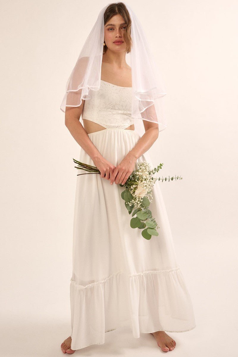 A Sheer, Chiffon Floral Lace Maxi Dress - Flip Flop Dynasty