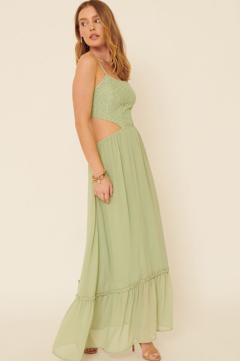 A Sheer, Chiffon Floral Lace Maxi Dress - Flip Flop Dynasty