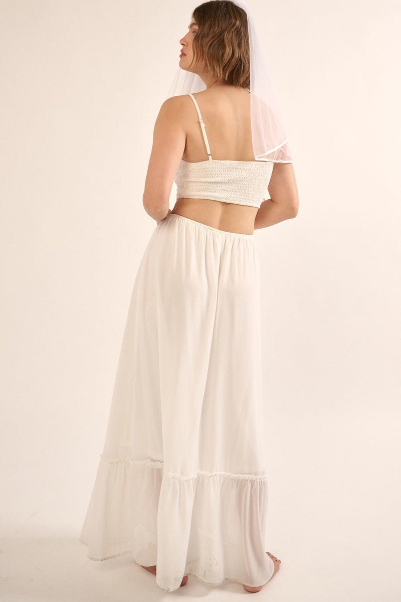 A Sheer, Chiffon Floral Lace Maxi Dress - Flip Flop Dynasty