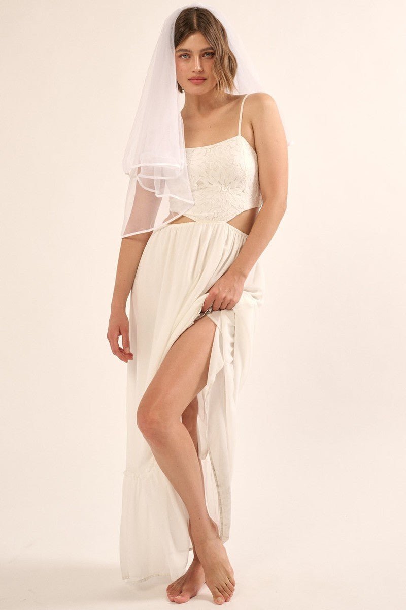 A Sheer, Chiffon Floral Lace Maxi Dress - Flip Flop Dynasty