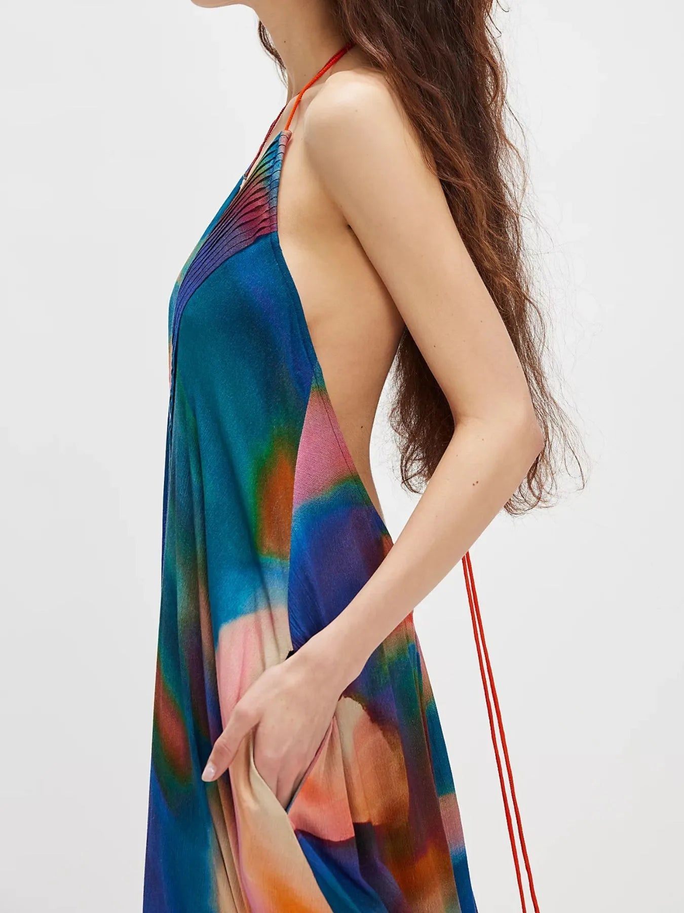Abstract Print Halter Neck Maxi Cami Dress - Flip Flop Dynasty