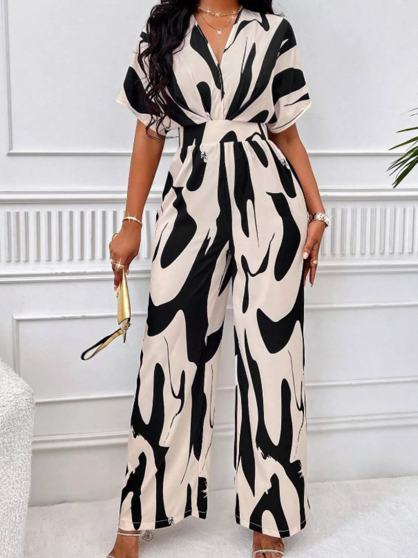 Abstract Print Wide-Leg Jumpsuit - Flip Flop Dynasty