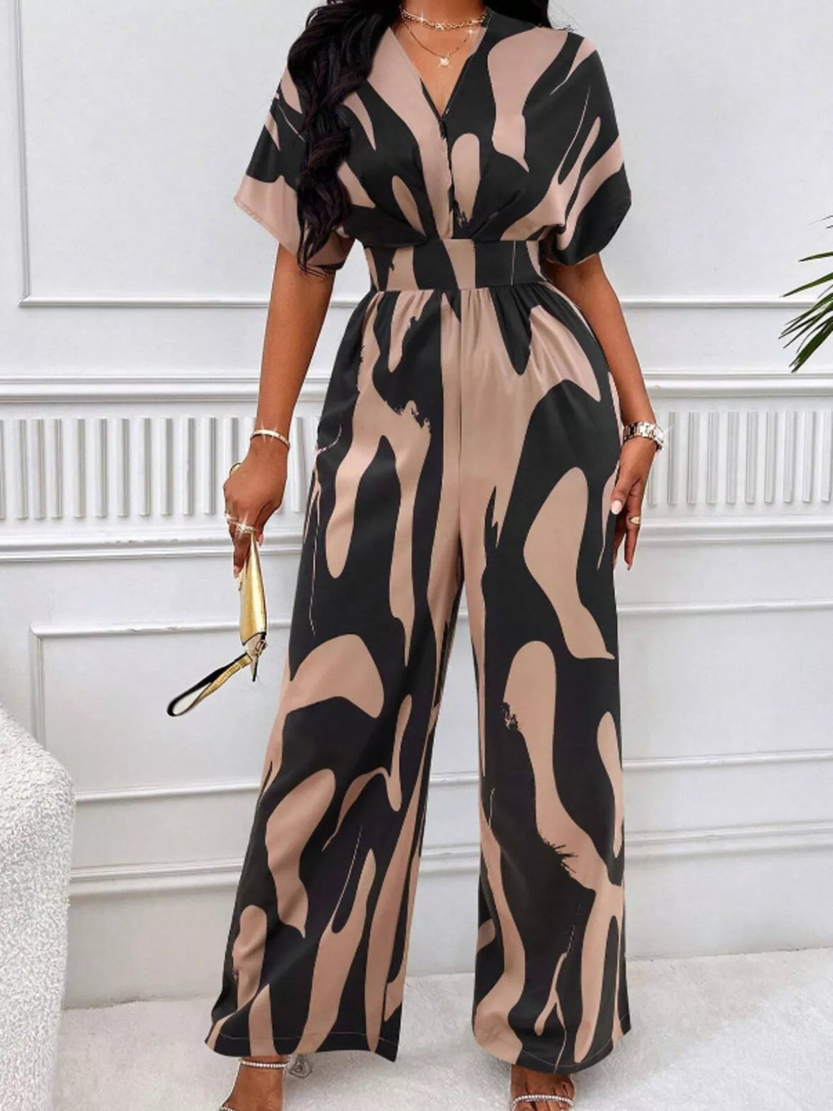 Abstract Print Wide-Leg Jumpsuit - Flip Flop Dynasty