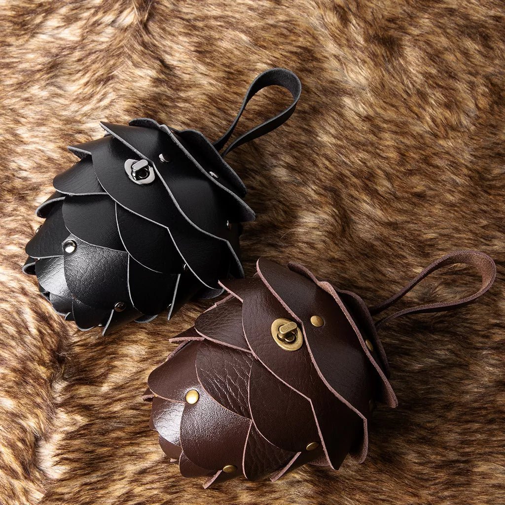 Acorn - Shaped Leather Petal Decor Pouch Bag - Flip Flop Dynasty