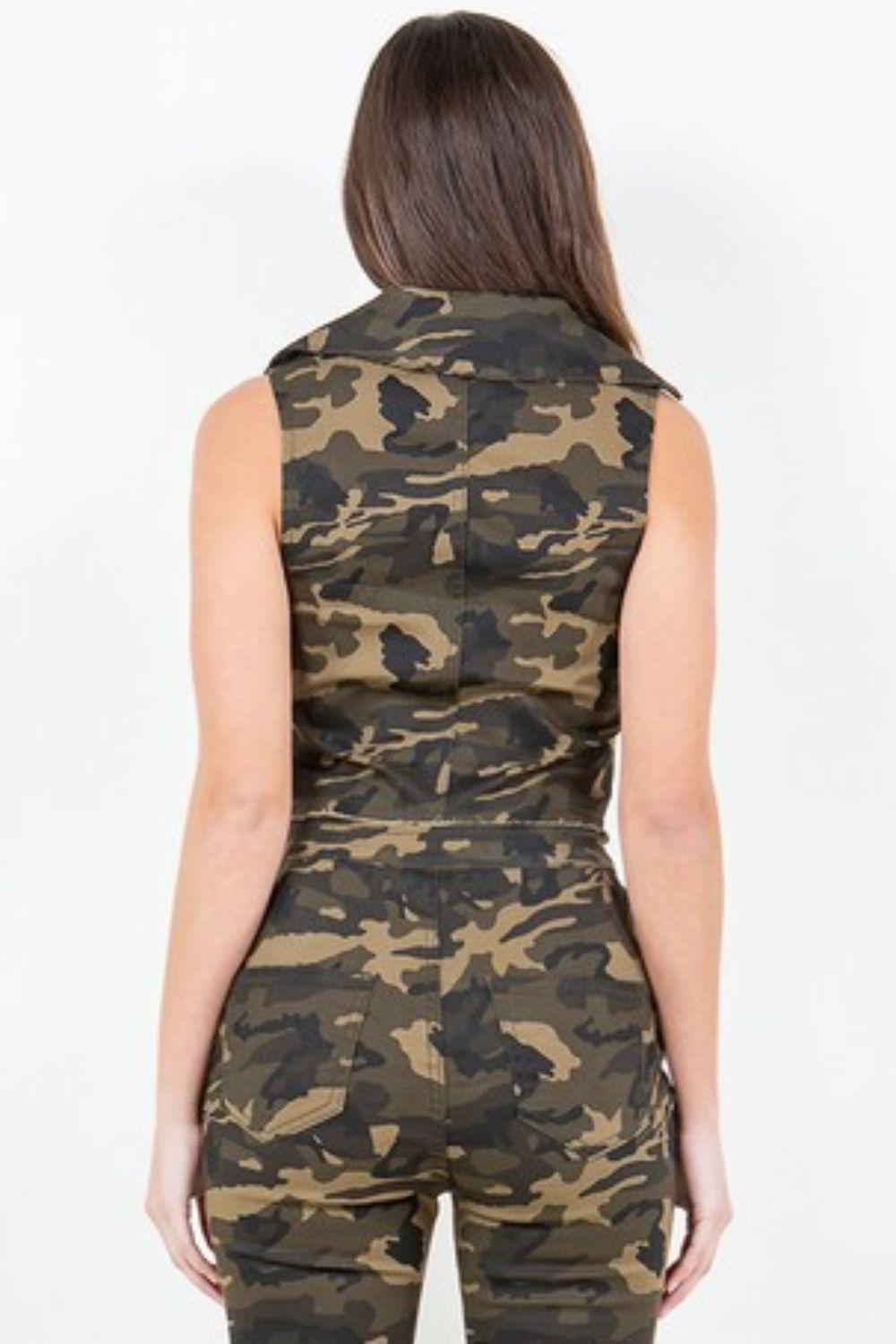 American Bazi Zip Up Camo Crop Denim Vest - Flip Flop Dynasty