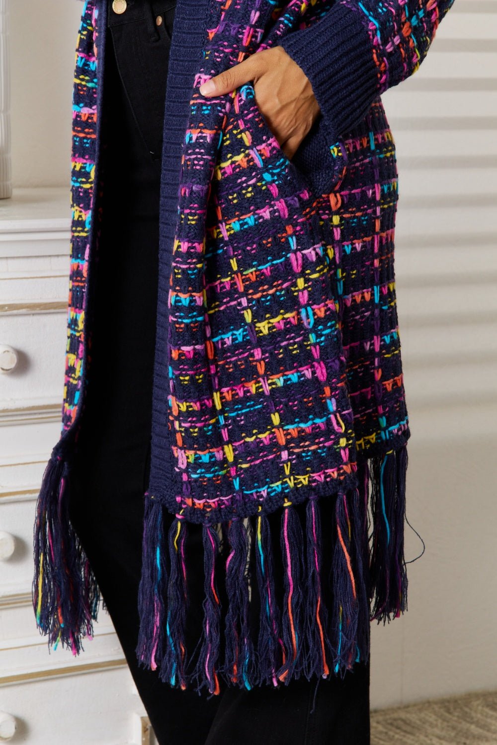 Angel Wings Fringe Hem Open Front Cardigan - Flip Flop Dynasty