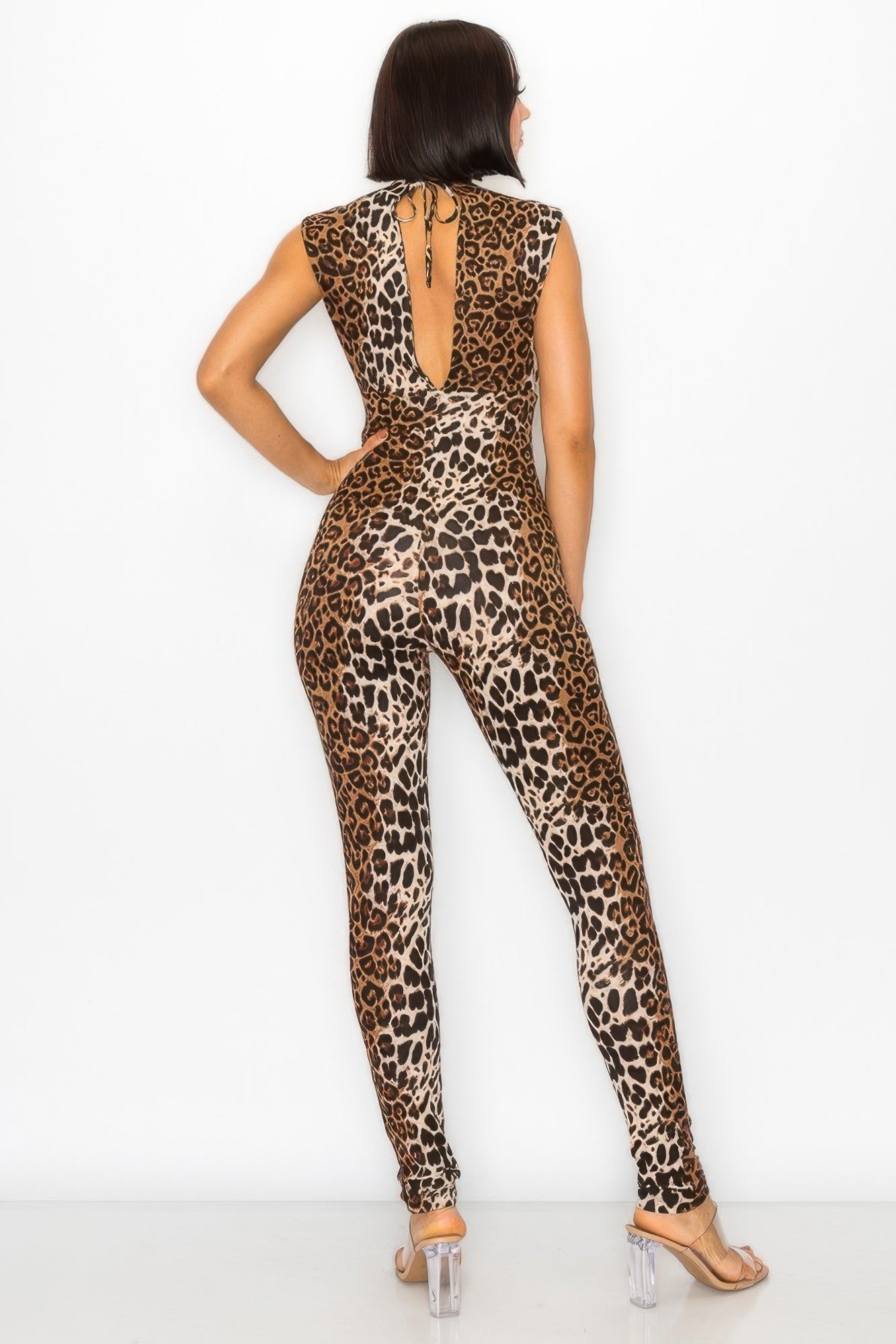 Animal Open Side Detail Skinny Jumpsuit - Flip Flop Dynasty