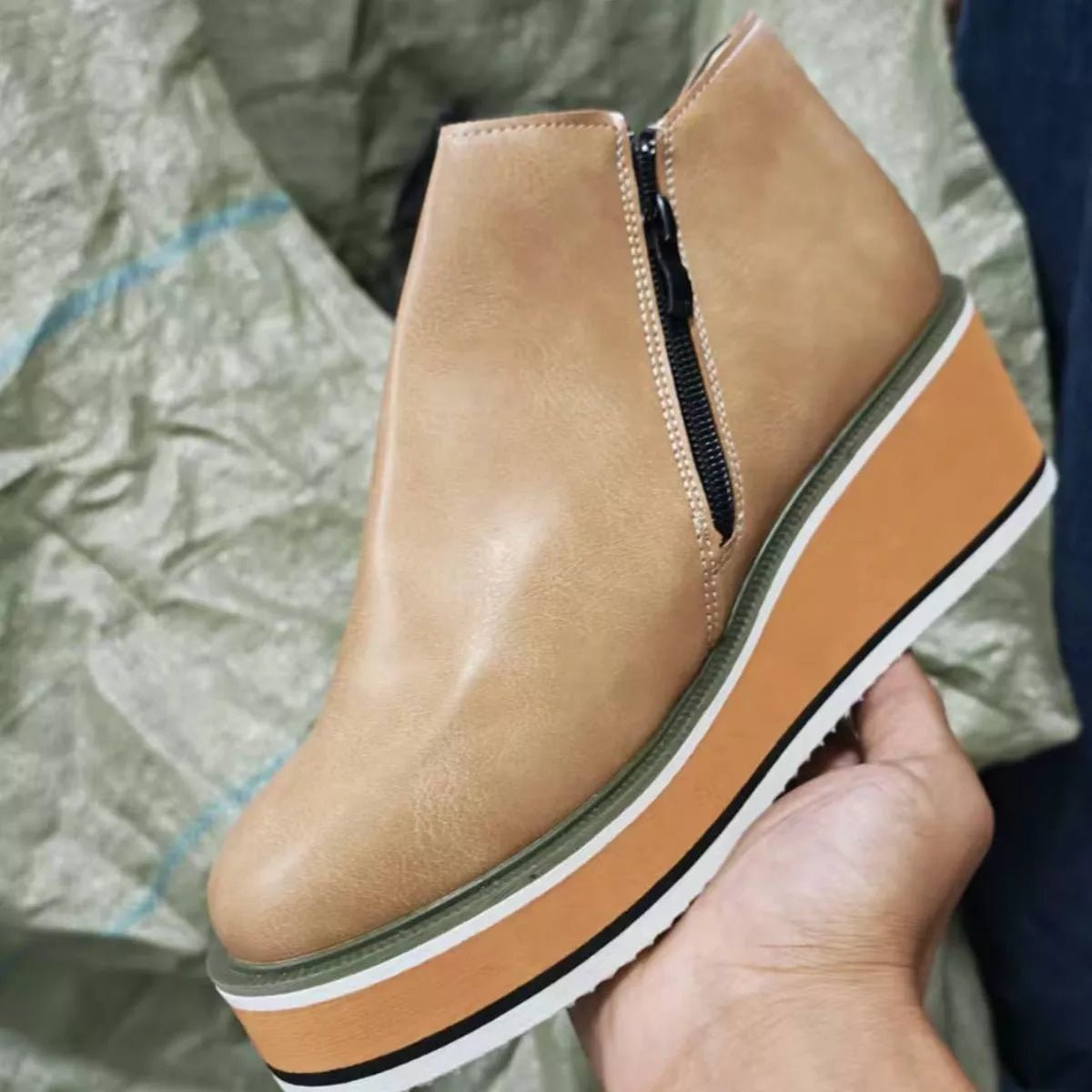 Ankle Wedge Boots with Zipper - Flip Flop Dynasty