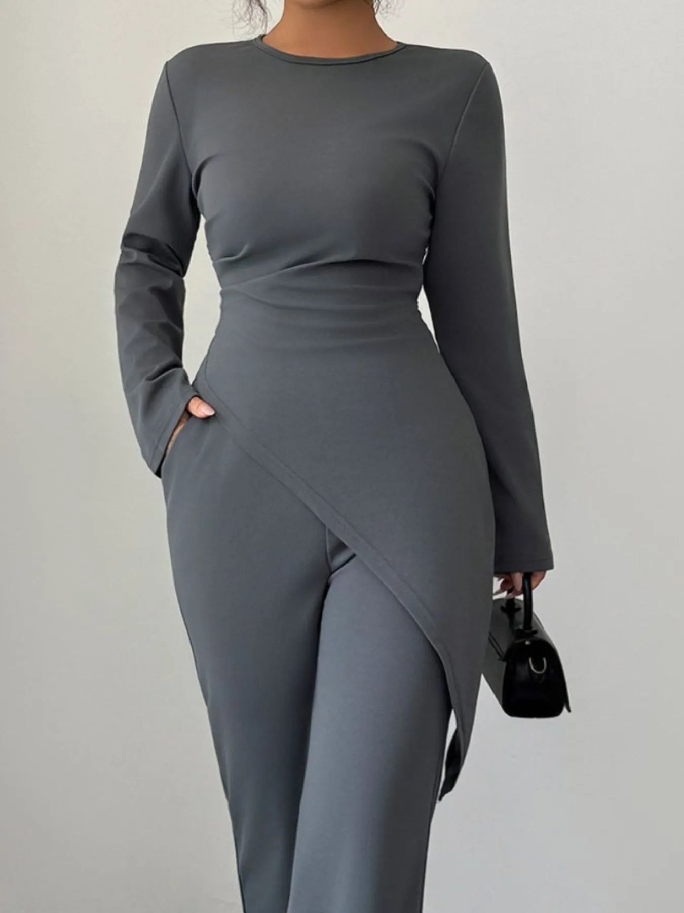 Asymmetric Long Sleeve Top and Pants Set - Flip Flop Dynasty