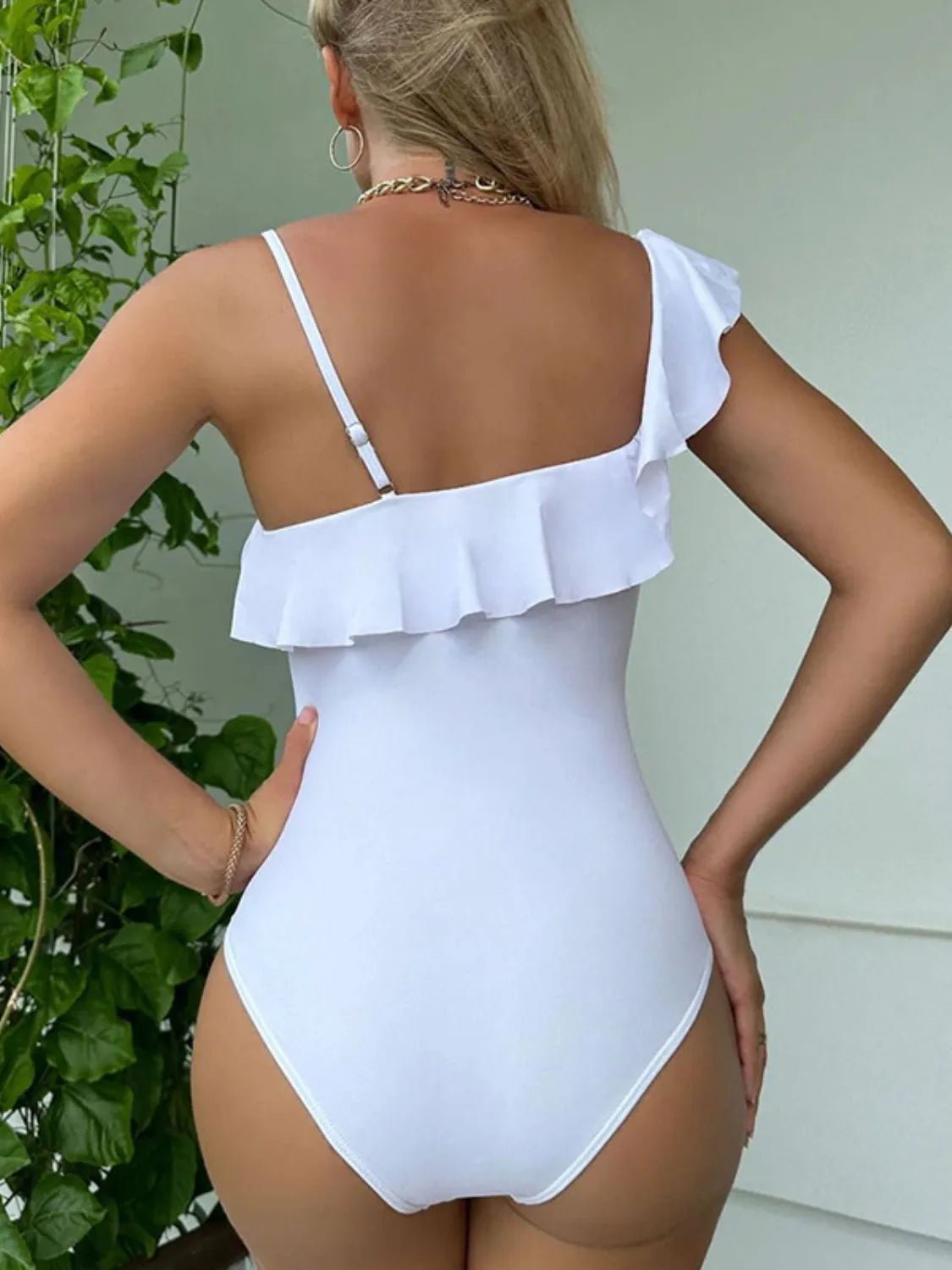 Asymmetrical Ruffled One - Piece Swimwear - Flip Flop Dynasty