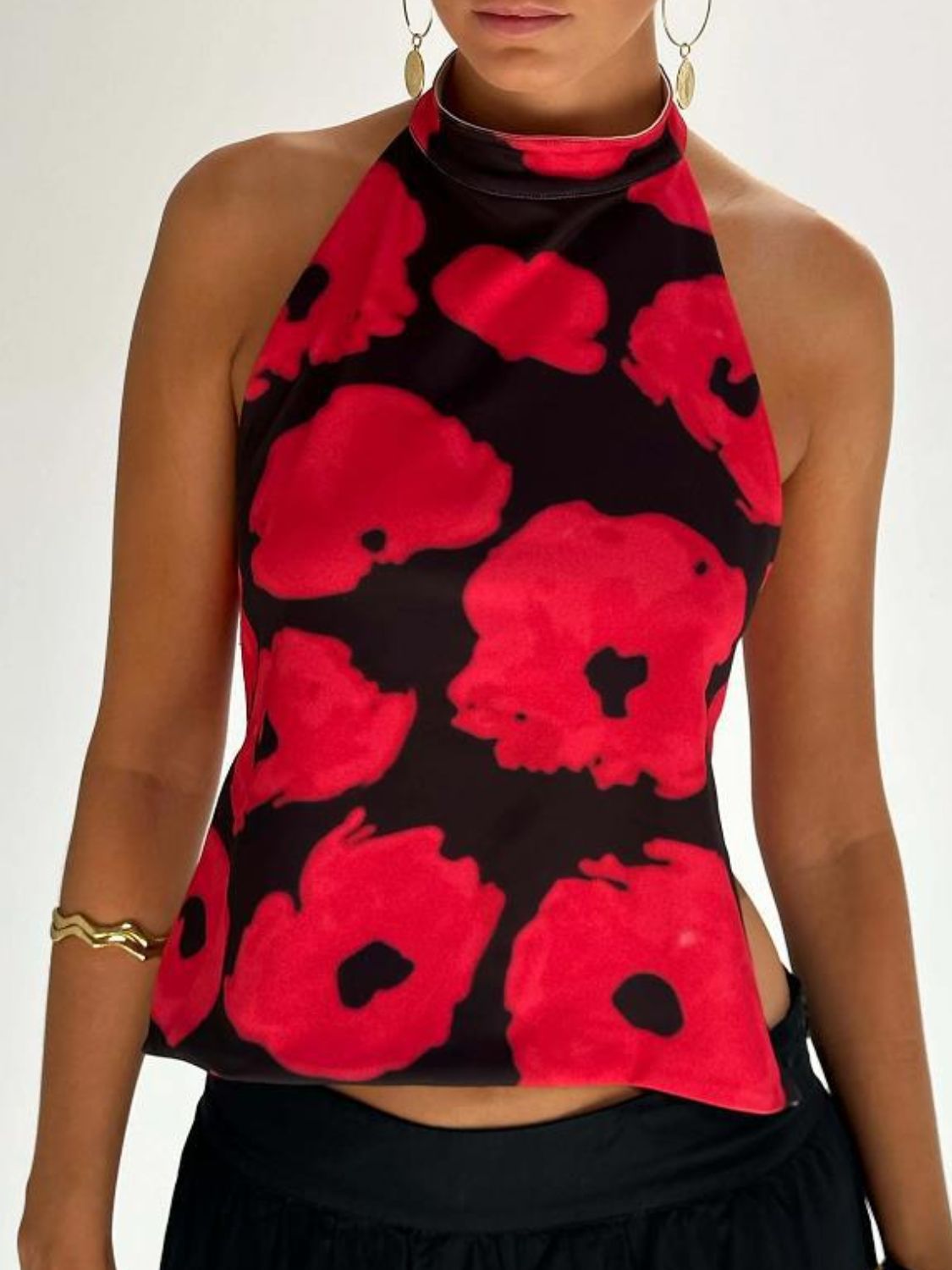 Backless Printed Halter Neck Tank - Flip Flop Dynasty