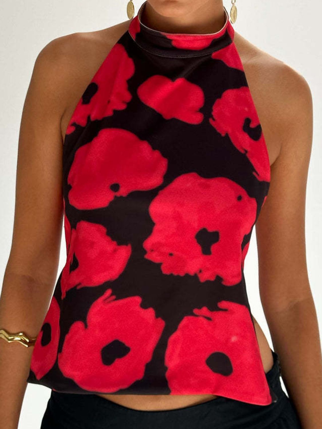 Backless Printed Halter Neck Tank - Flip Flop Dynasty