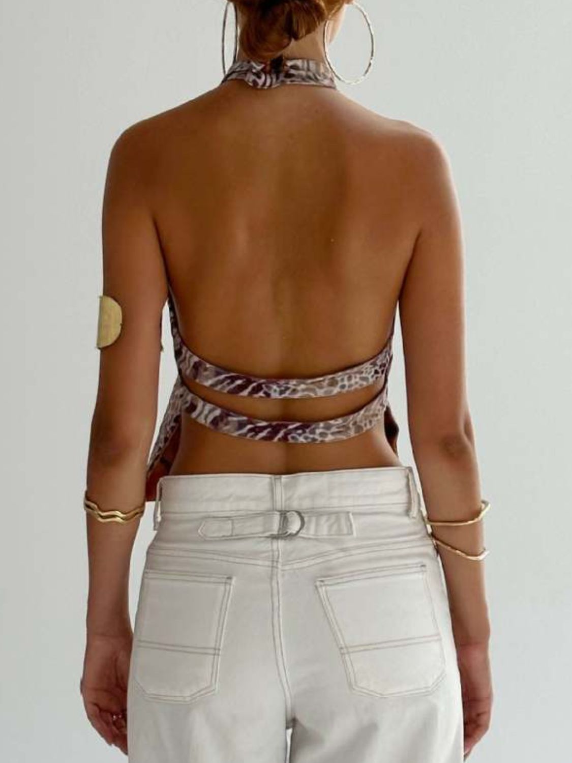 Backless Printed Halter Neck Tank - Flip Flop Dynasty