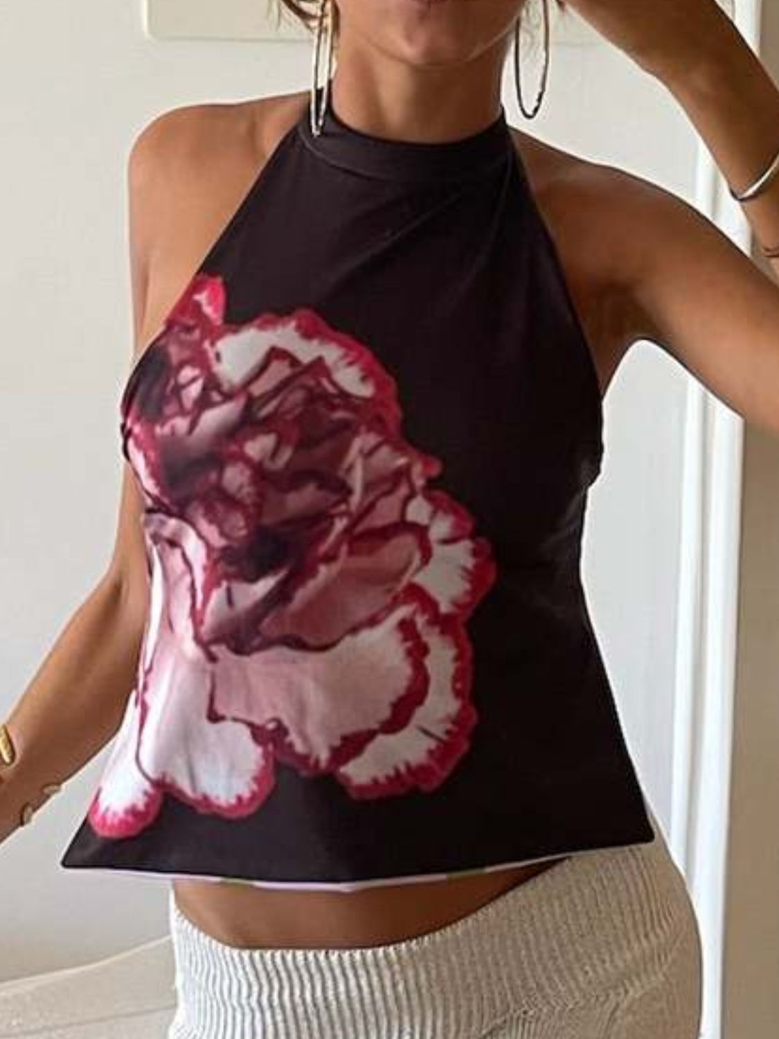Backless Printed Halter Neck Tank - Flip Flop Dynasty
