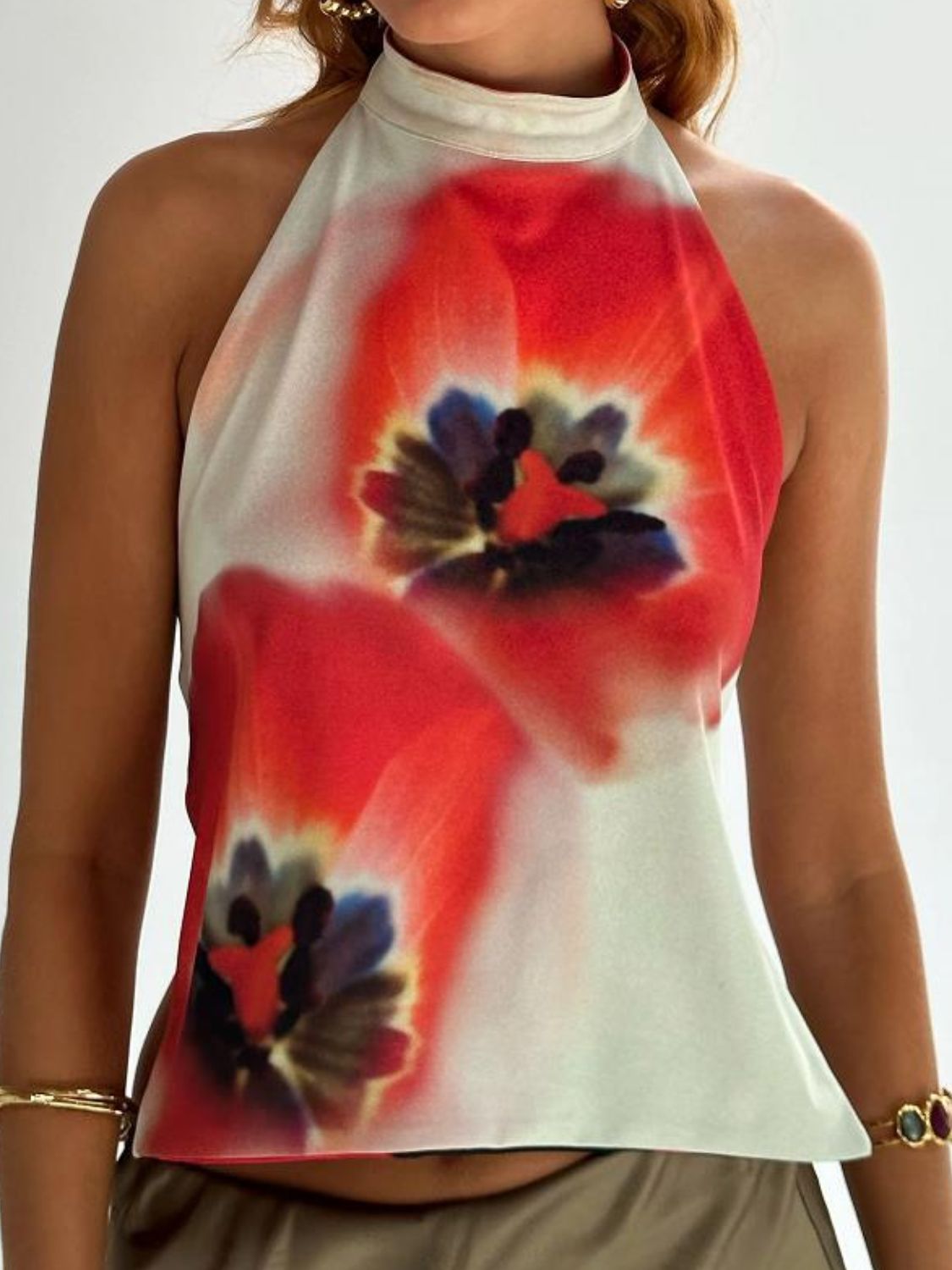 Backless Printed Halter Neck Tank - Flip Flop Dynasty