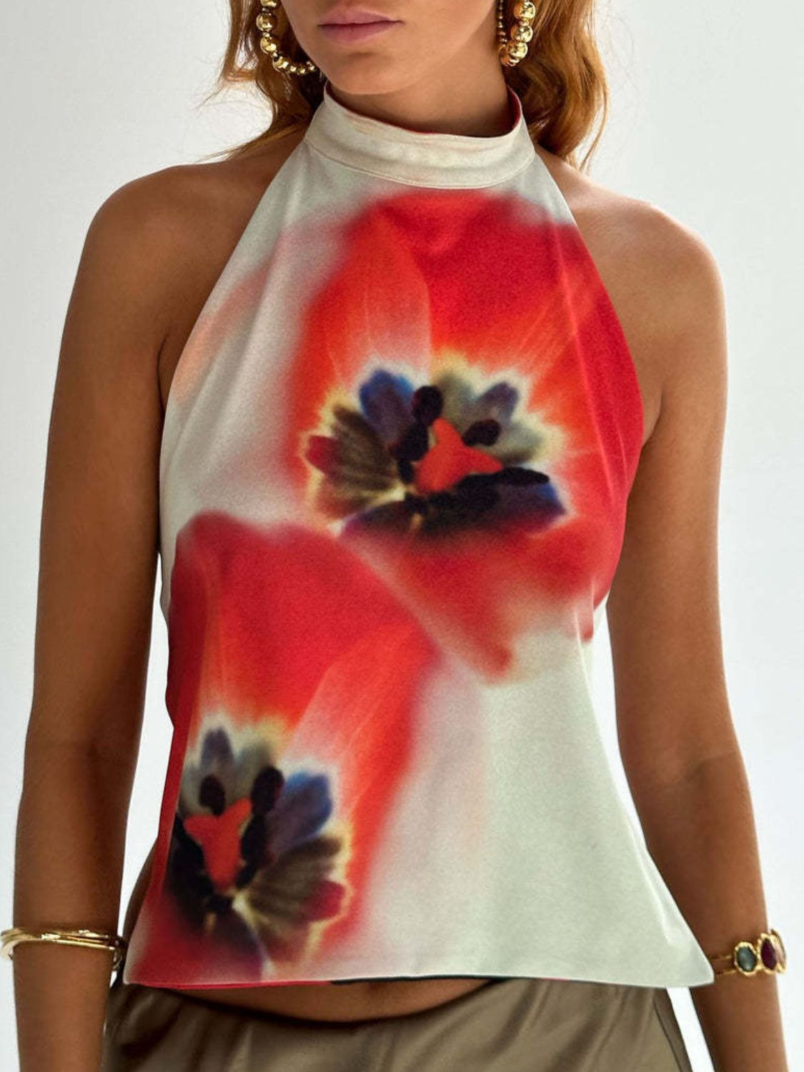 Backless Printed Halter Neck Tank - Flip Flop Dynasty