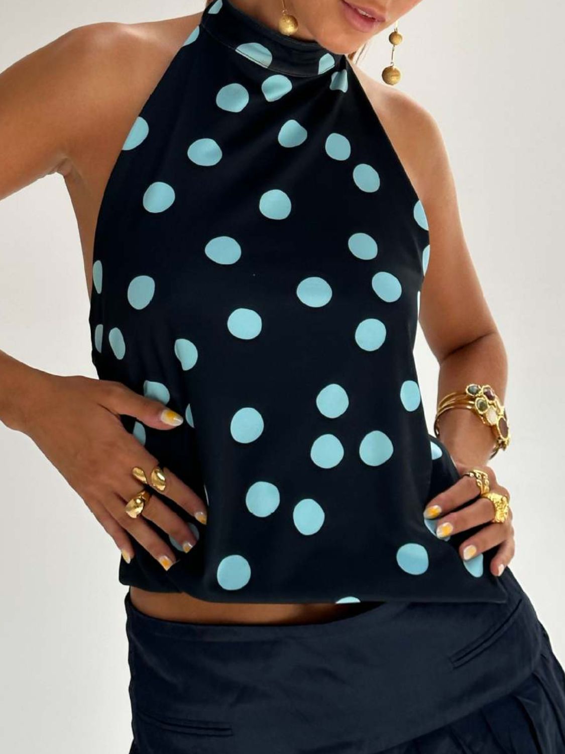 Backless Printed Halter Neck Tank - Flip Flop Dynasty