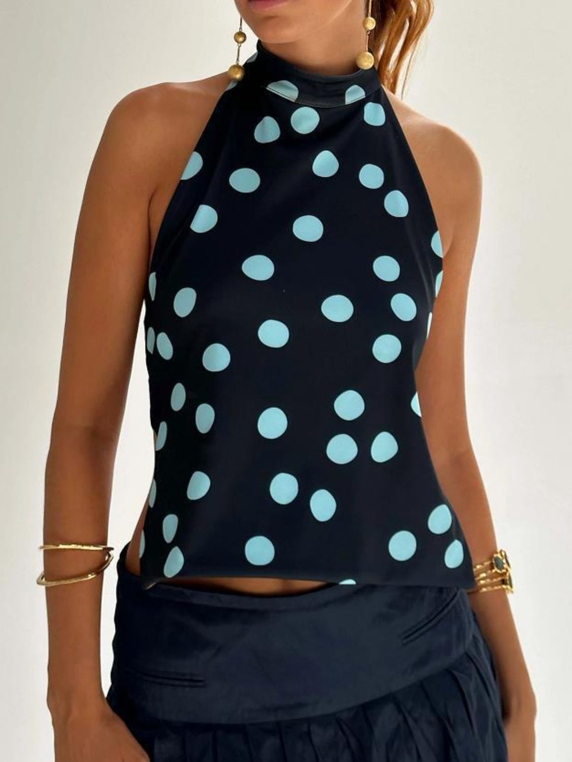 Backless Printed Halter Neck Tank - Flip Flop Dynasty