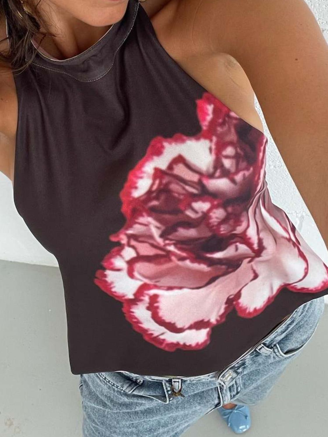 Backless Printed Halter Neck Tank - Flip Flop Dynasty