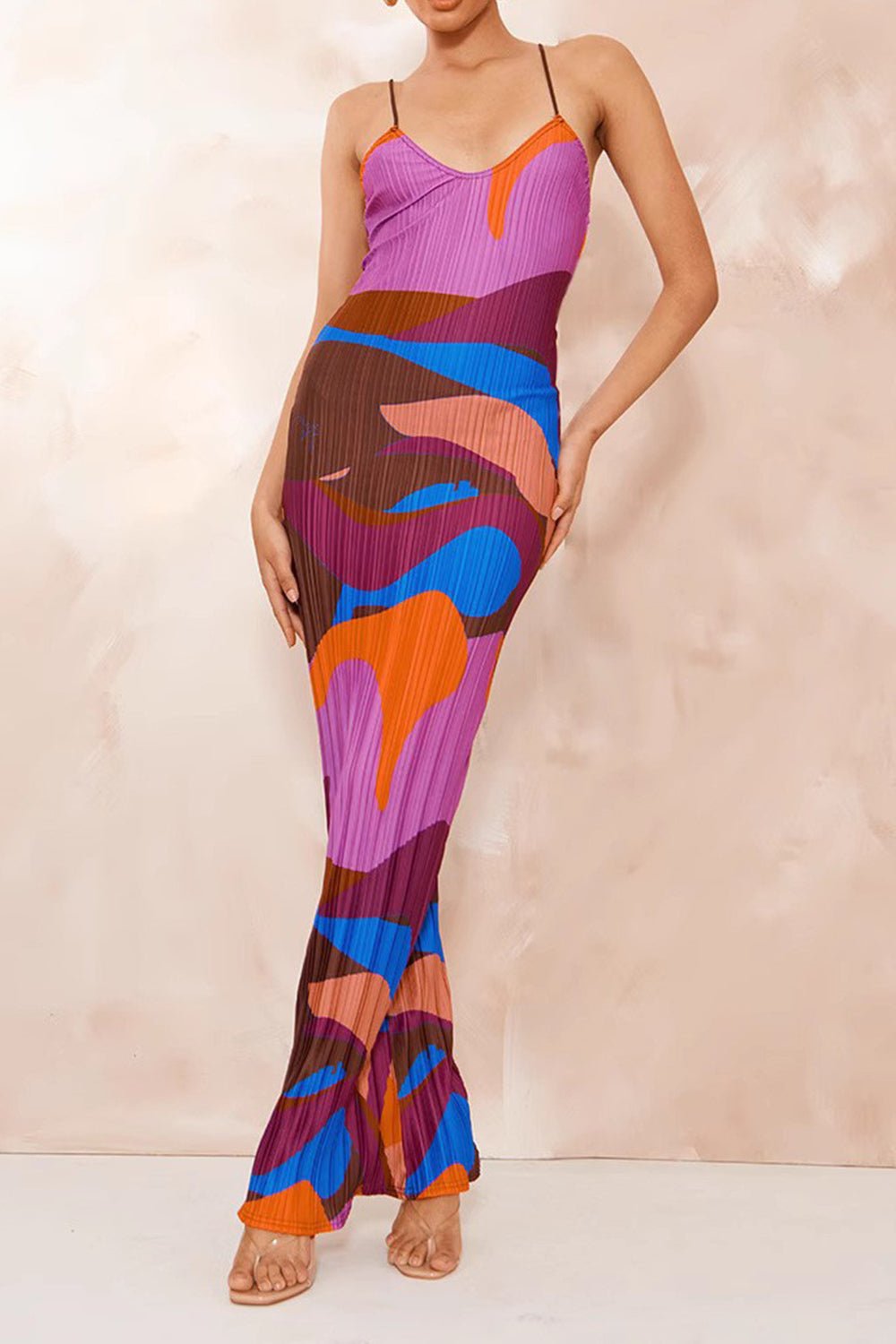 Backless Printed Maxi Cami Dress - Flip Flop Dynasty