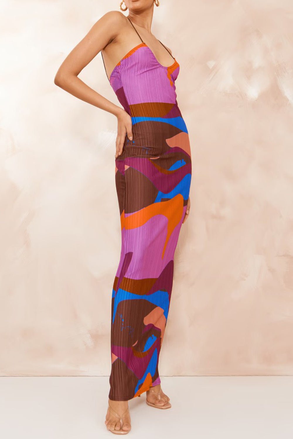 Backless Printed Maxi Cami Dress - Flip Flop Dynasty
