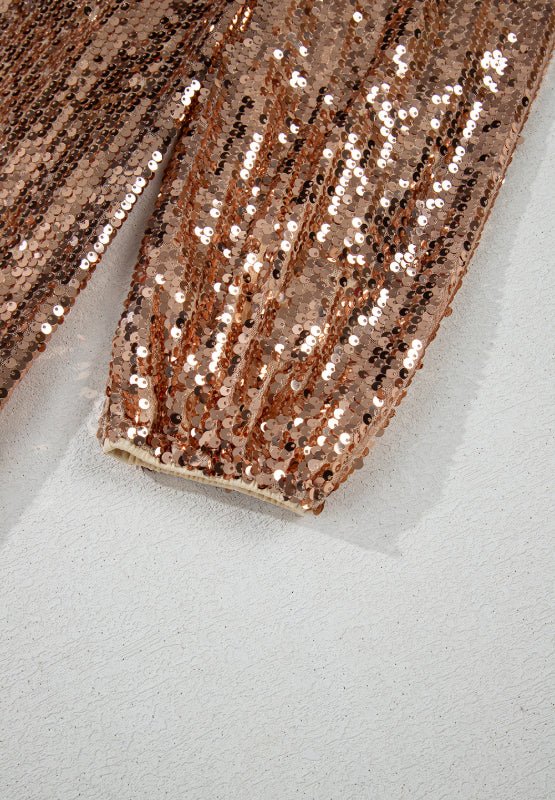 Backless Sequin Mock Neck Long Sleeve Mini Dress - Flip Flop Dynasty