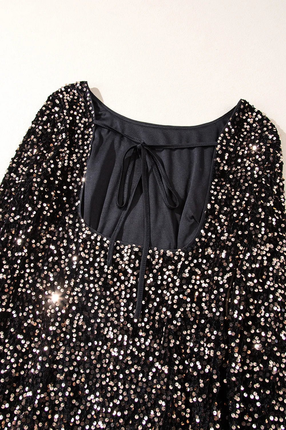 Backless Sequin Round Neck Long Sleeve Dress - Flip Flop Dynasty