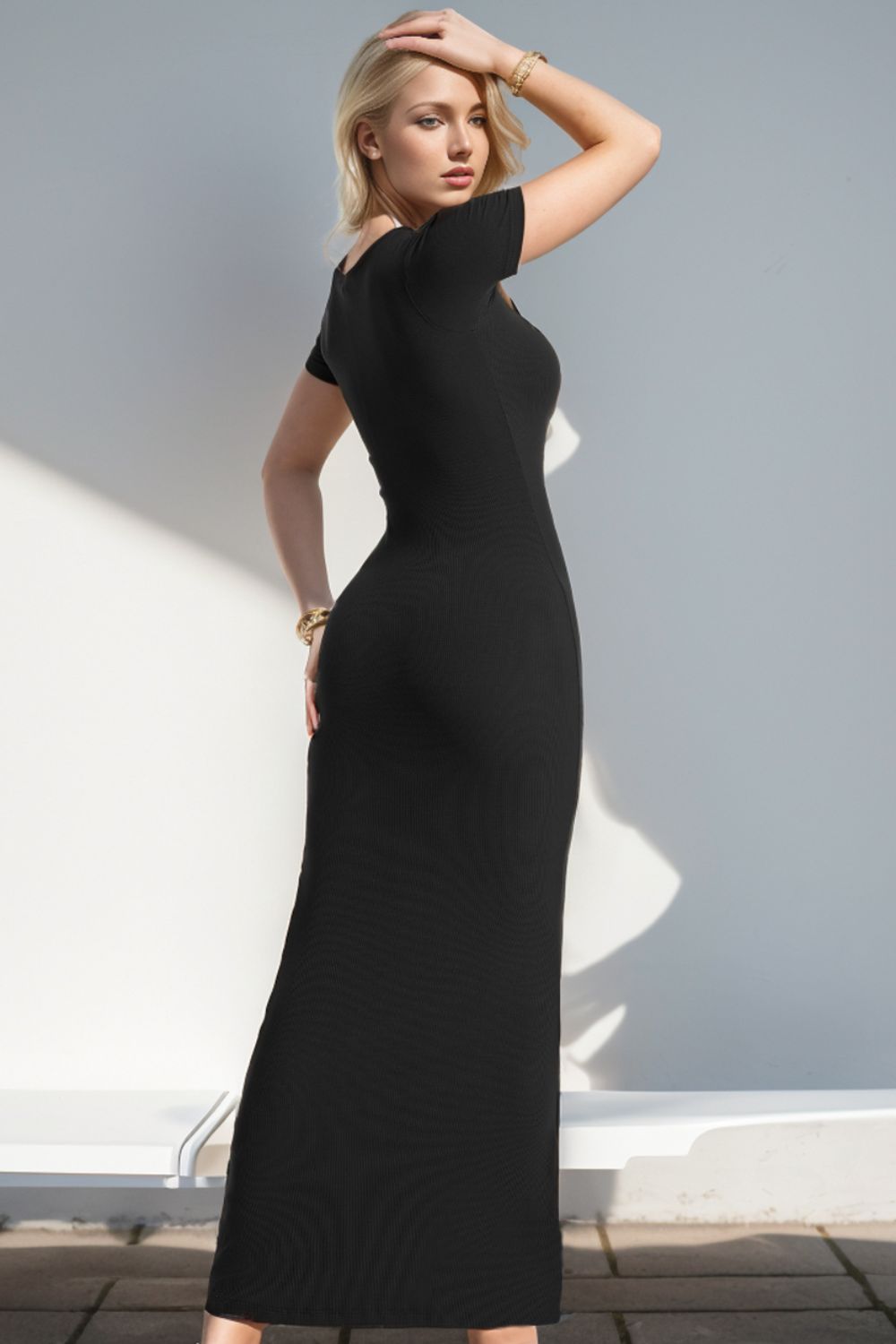 Basic Bae Built - In Shapewear Square Neck Short Sleeve Maxi Dress - Flip Flop Dynasty
