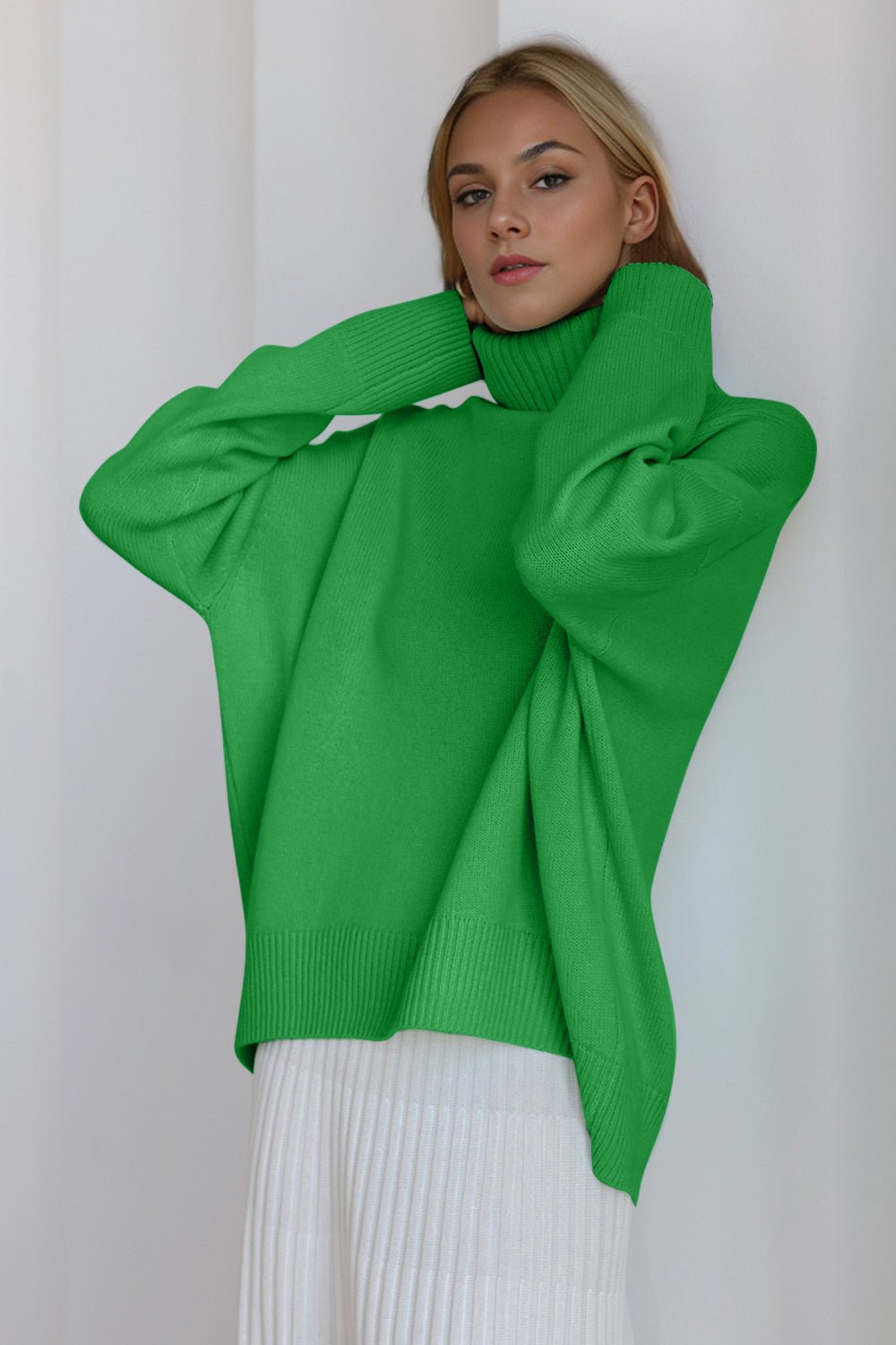 Basic Bae Turtleneck Dropped Shoulder Long Sleeve Sweater - Flip Flop Dynasty