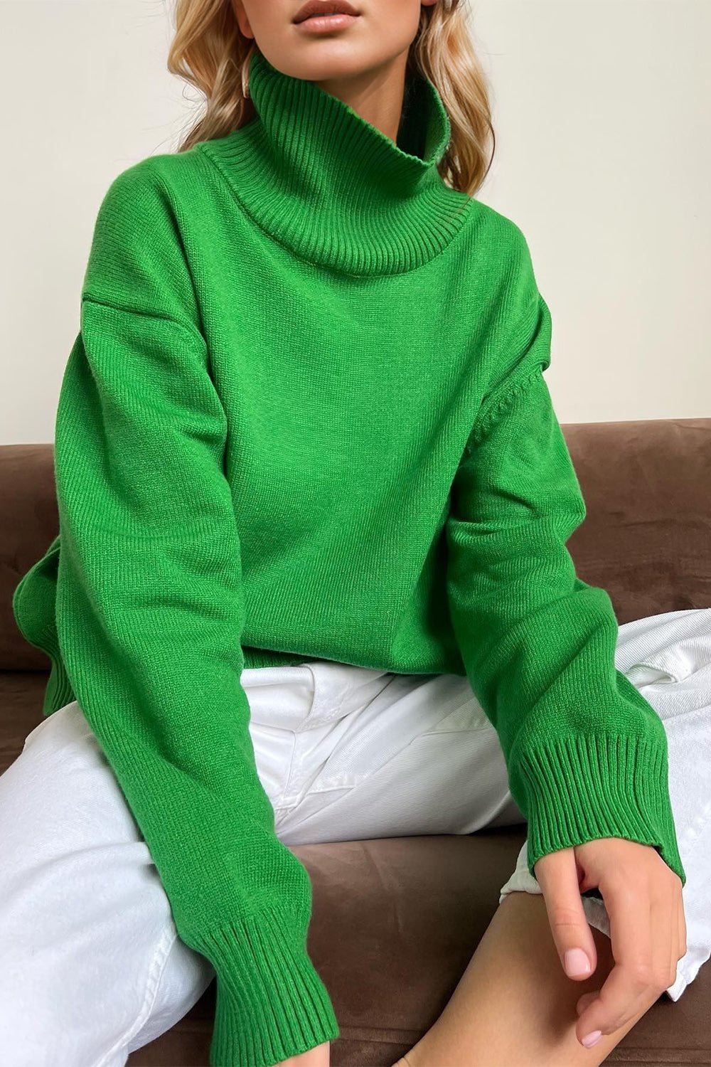 Basic Bae Turtleneck Dropped Shoulder Long Sleeve Sweater - Flip Flop Dynasty