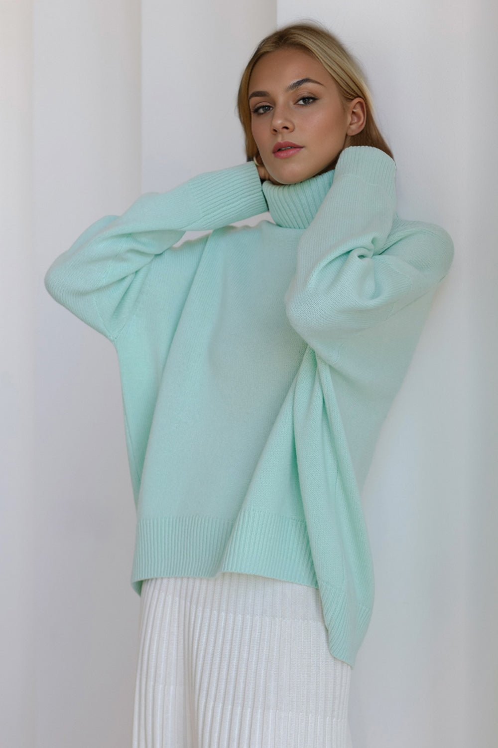 Basic Bae Turtleneck Dropped Shoulder Long Sleeve Sweater - Flip Flop Dynasty