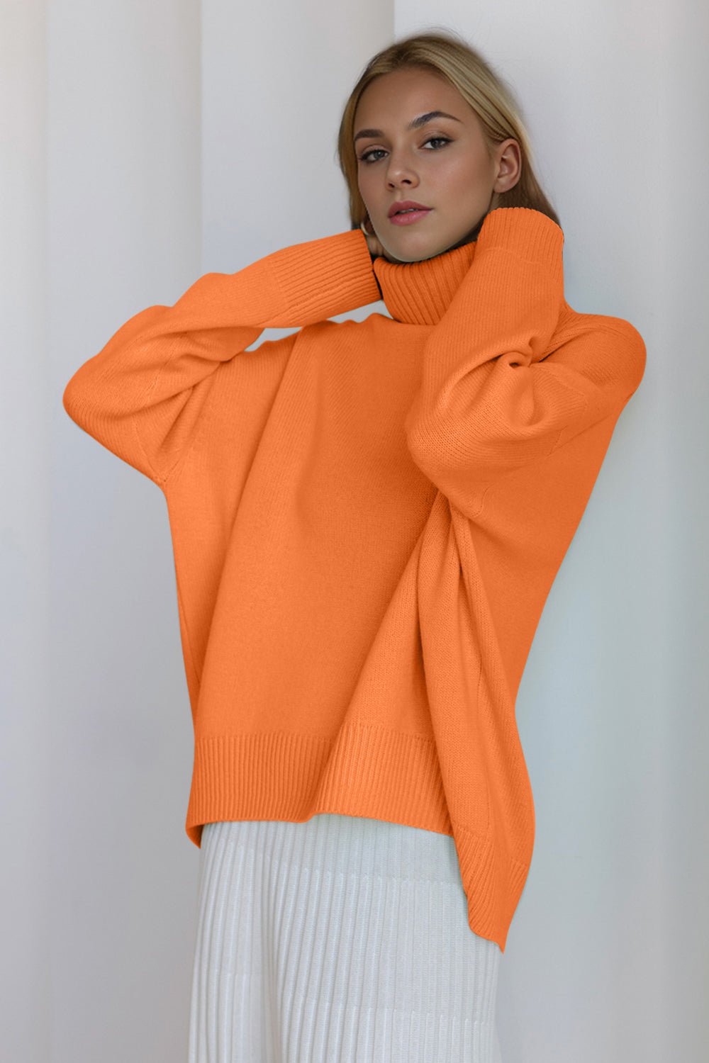 Basic Bae Turtleneck Dropped Shoulder Long Sleeve Sweater - Flip Flop Dynasty