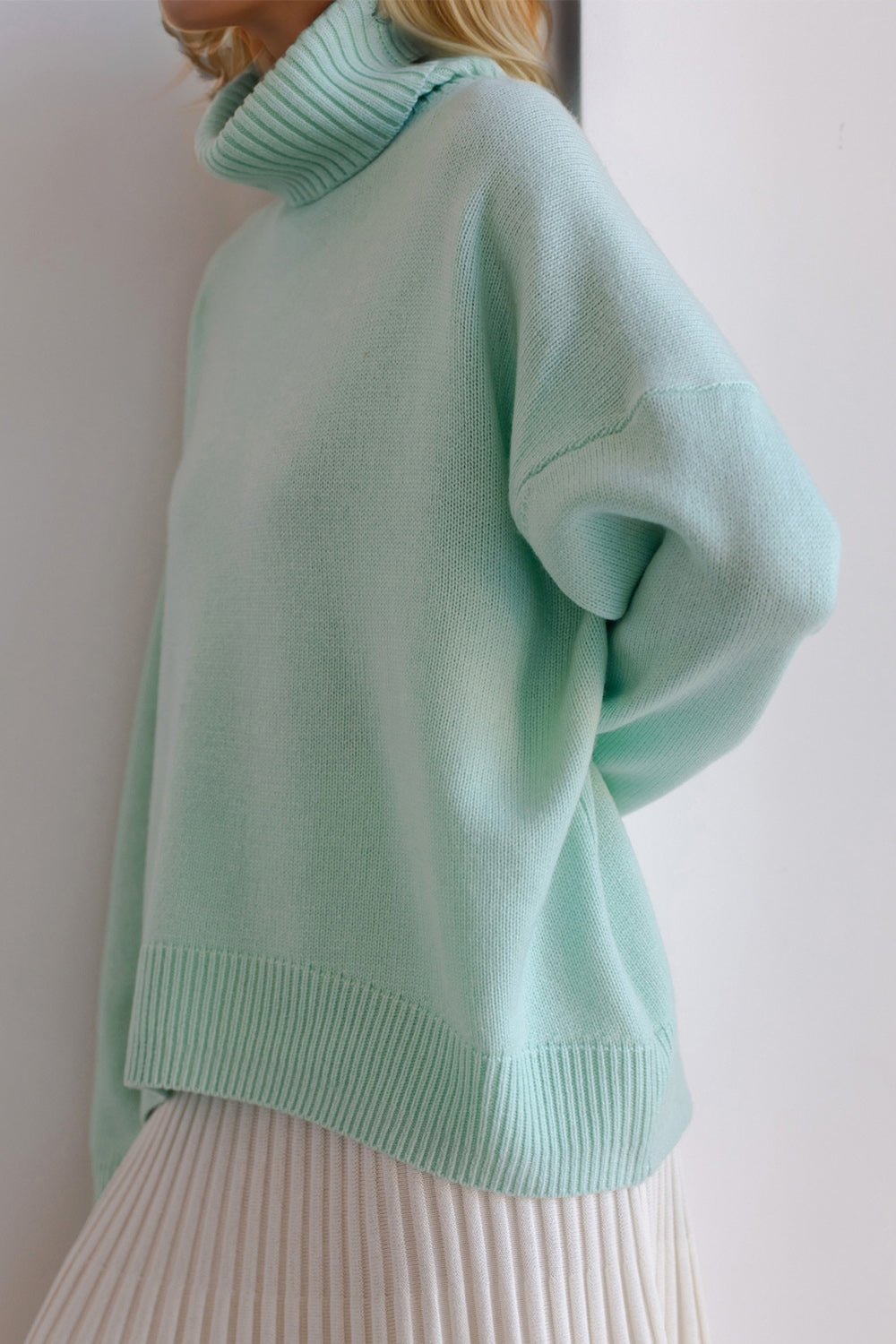 Basic Bae Turtleneck Dropped Shoulder Long Sleeve Sweater - Flip Flop Dynasty