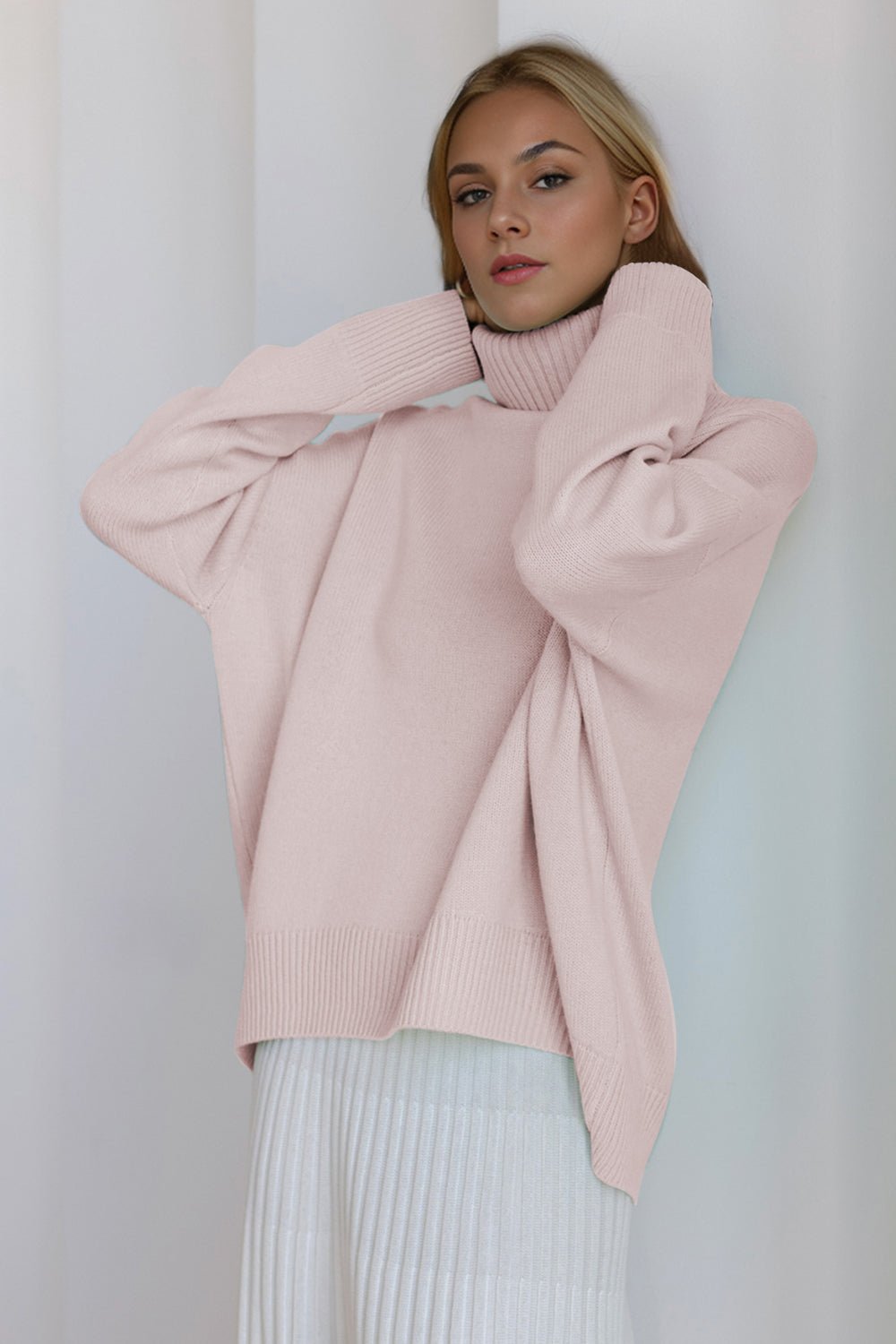 Basic Bae Turtleneck Dropped Shoulder Long Sleeve Sweater - Flip Flop Dynasty