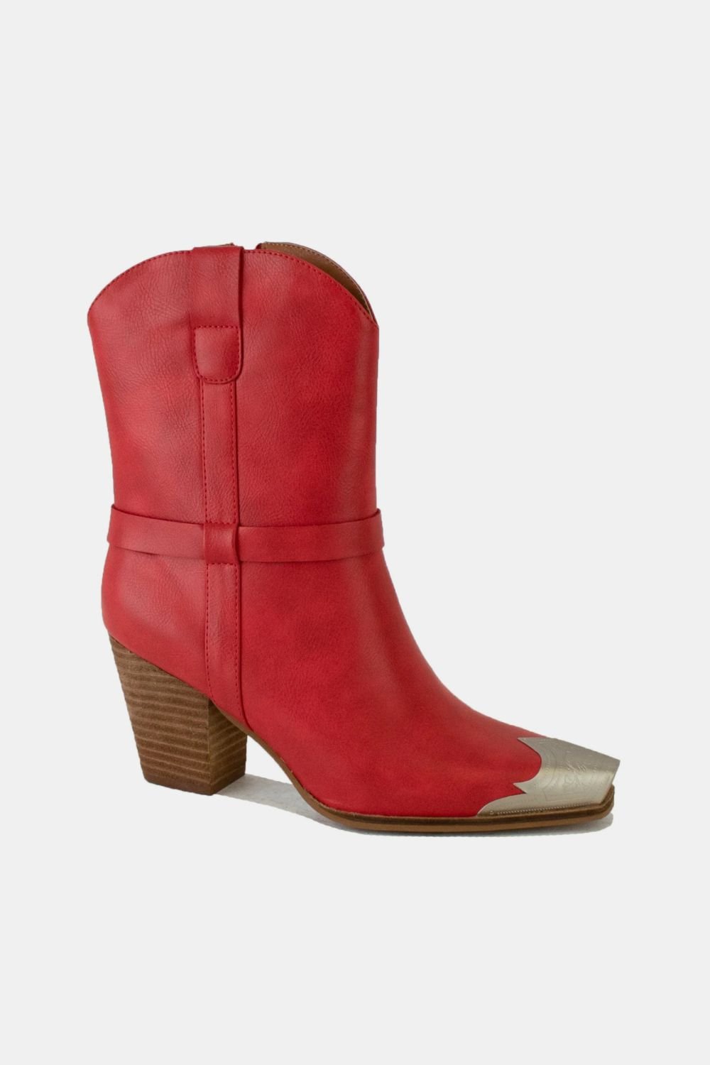 Beast Fashion Faux Leather Metal Toe Ankle Boots - Flip Flop Dynasty
