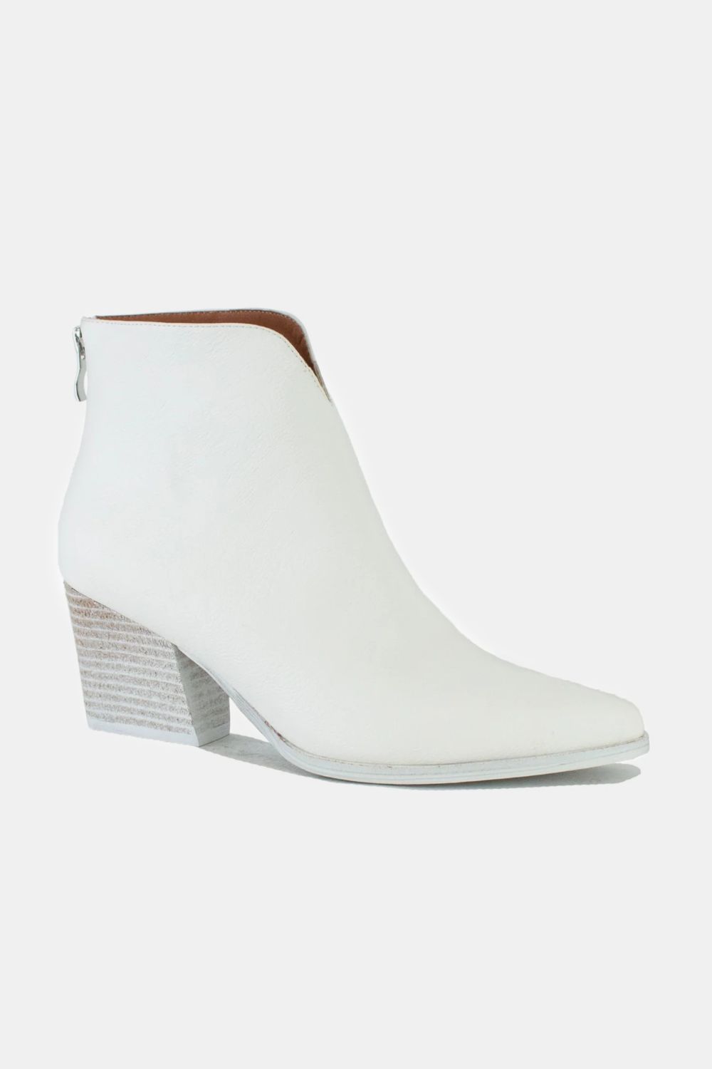 Beast Fashion PU Leather Block Heel Boots with Back Zippers - Flip Flop Dynasty