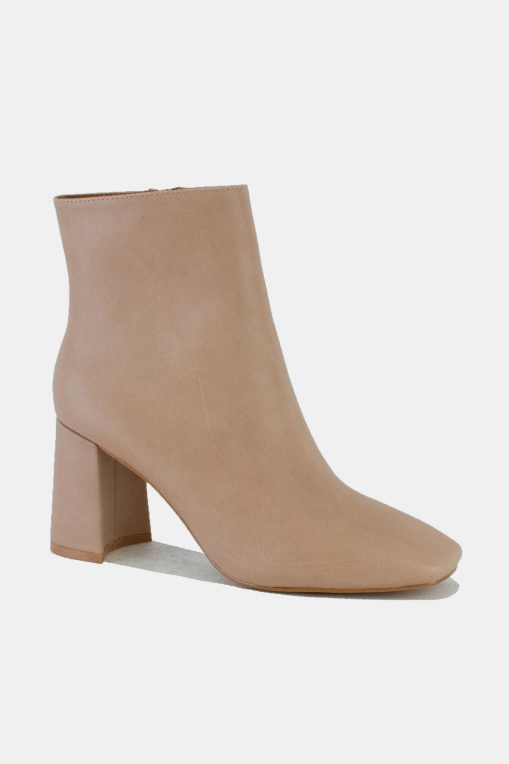 Beast Fashion PU Leather Block Heel Boots with Side Zippers - Flip Flop Dynasty