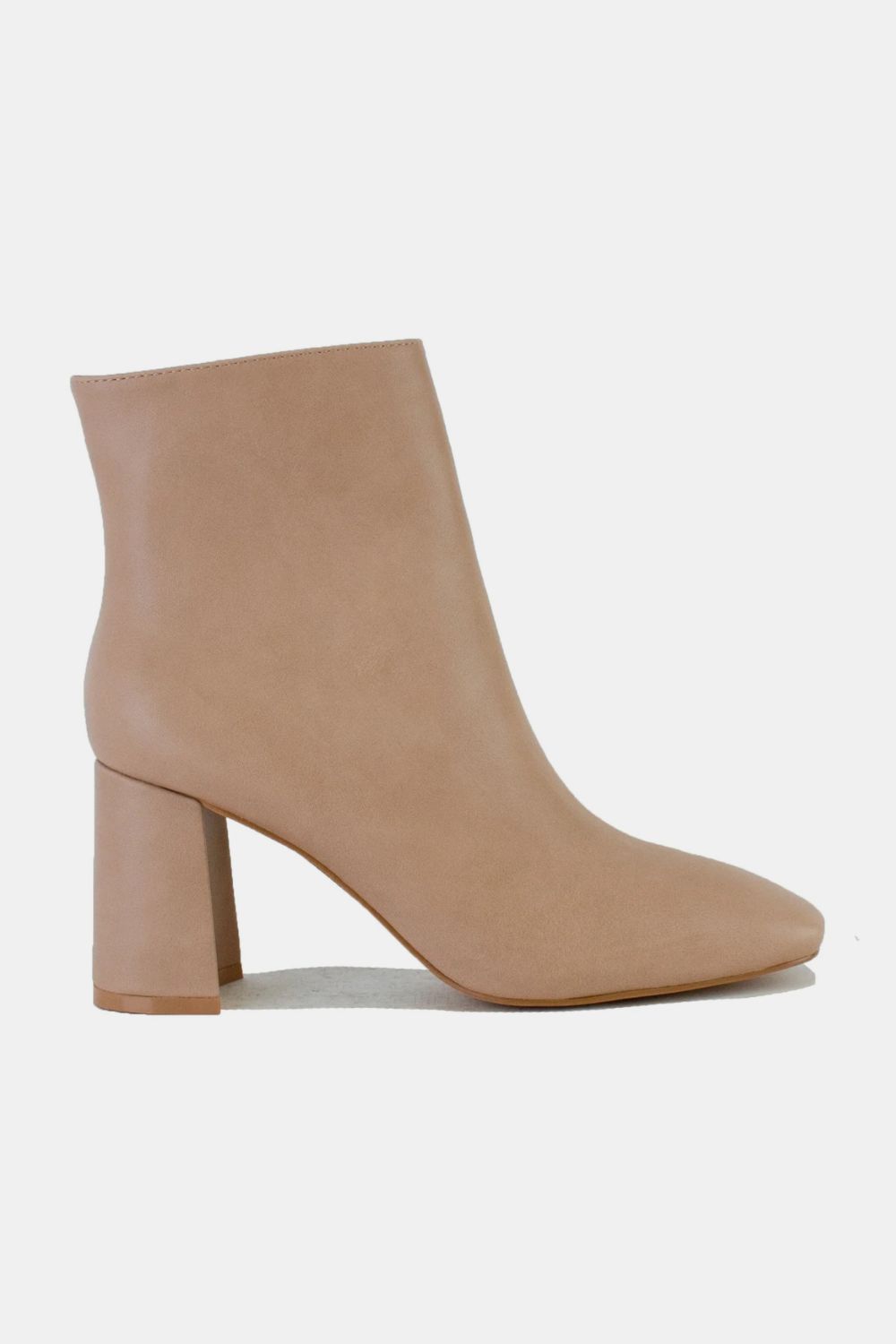 Beast Fashion PU Leather Block Heel Boots with Side Zippers - Flip Flop Dynasty