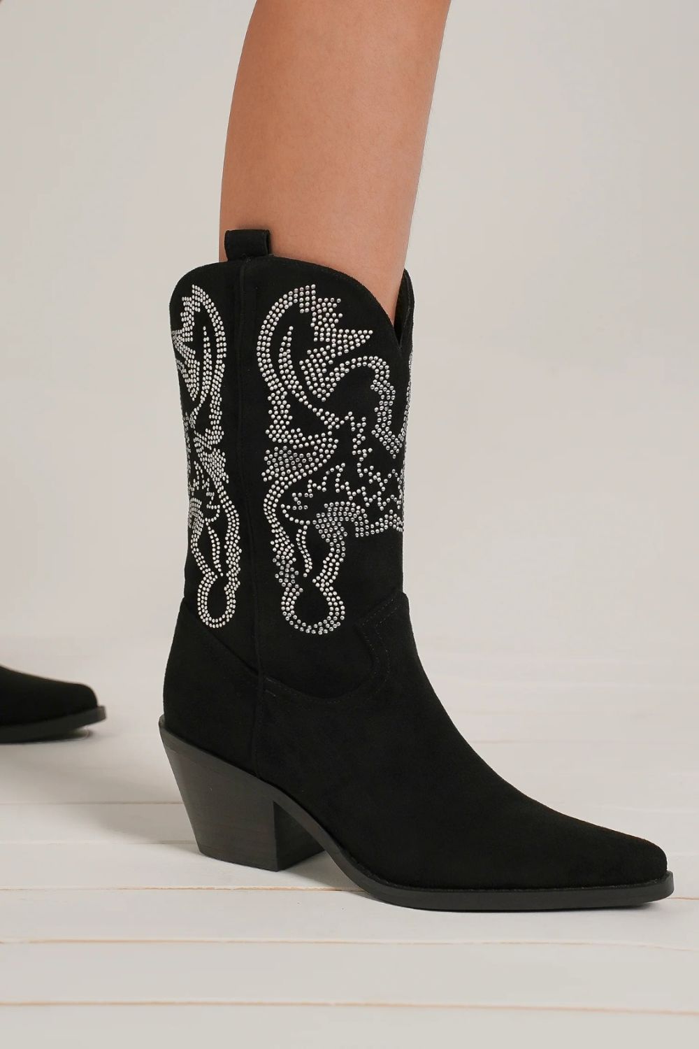 Beast Fashion Rhinestone Detail Point Toe Boots - Flip Flop Dynasty