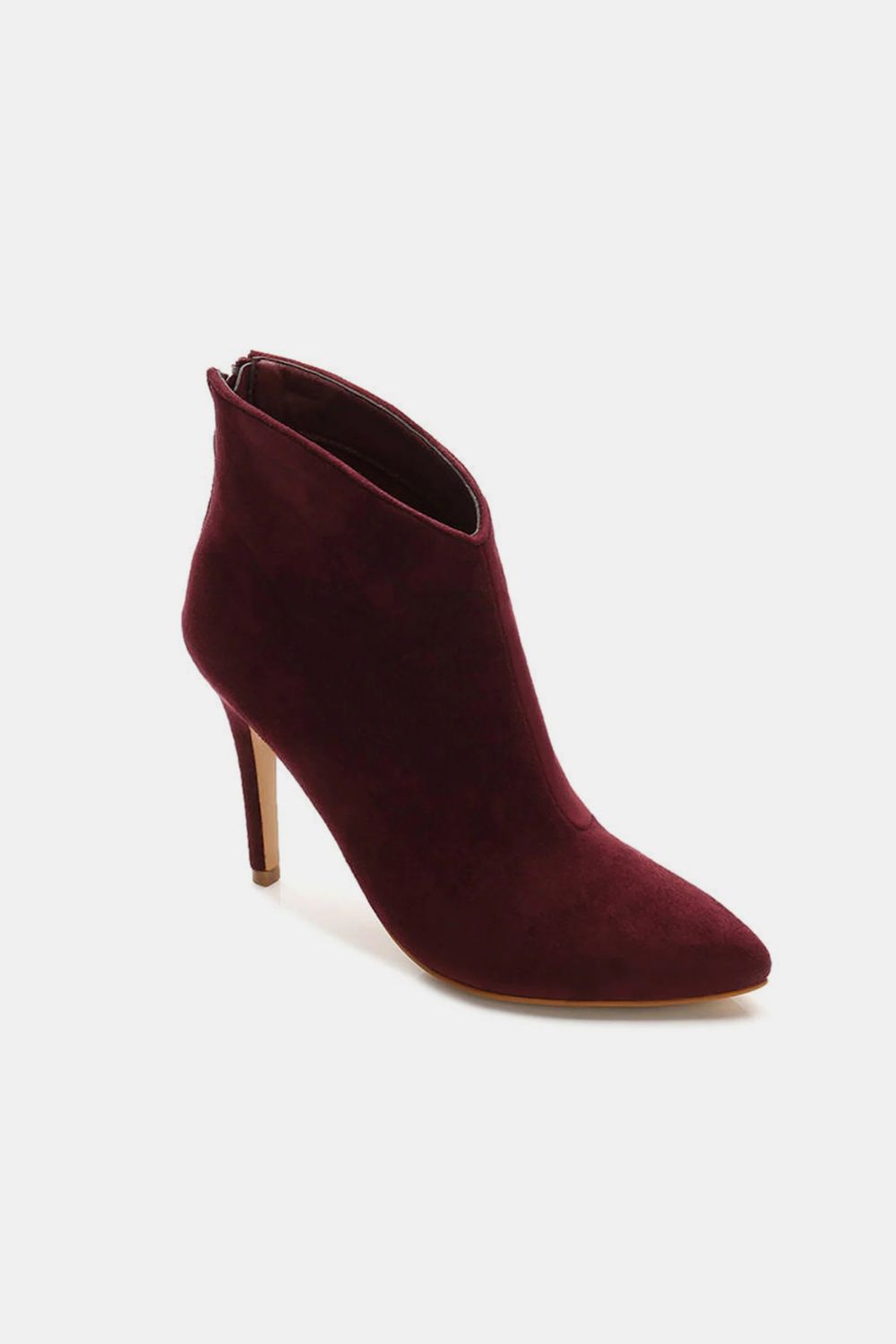 Beast Fashion Suede Stiletto Ankle Booties with Back Zippers - Flip Flop Dynasty