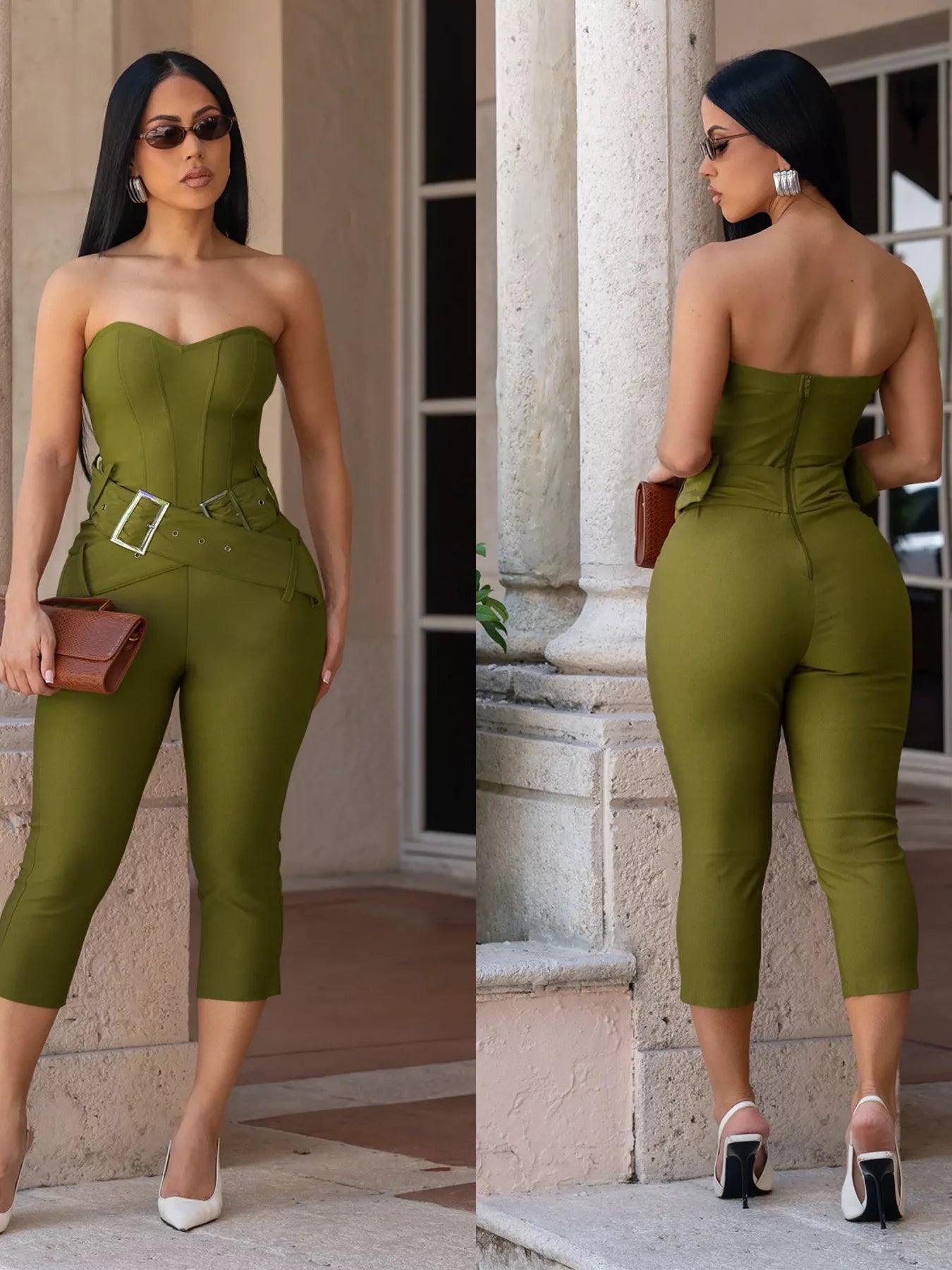 Belted Tube Skinny Jumpsuit - Flip Flop Dynasty