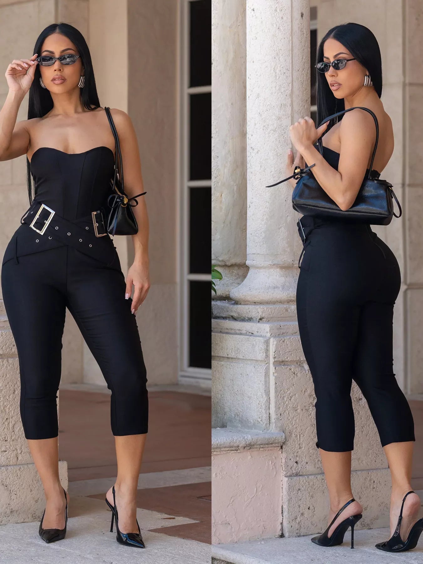Belted Tube Skinny Jumpsuit - Flip Flop Dynasty