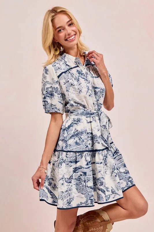 BiBi Woven Printed Tiered Dress - Flip Flop Dynasty