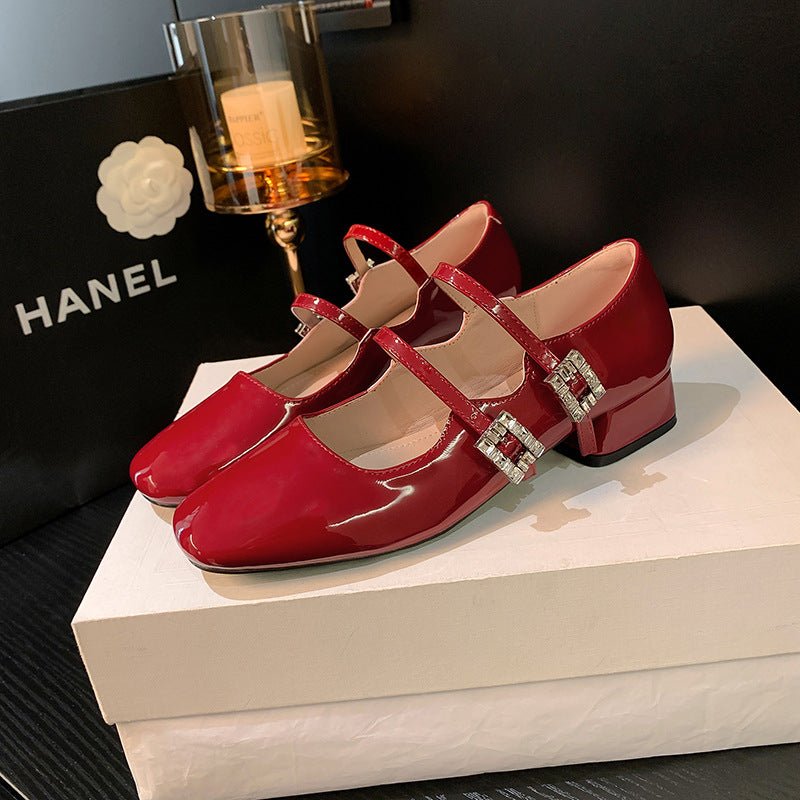 Block Heel Buckle Mary Jane Shoes - Flip Flop Dynasty