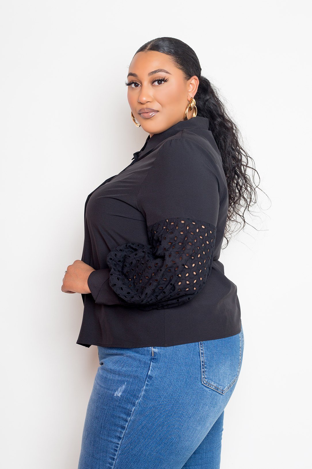 Blouse With Punched Sleeves - Flip Flop Dynasty
