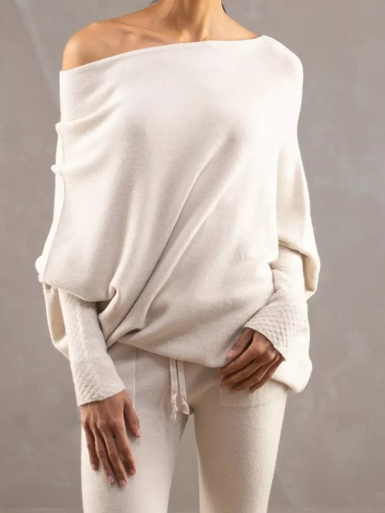 Boat Neck Long Sleeve Sweater - Flip Flop Dynasty