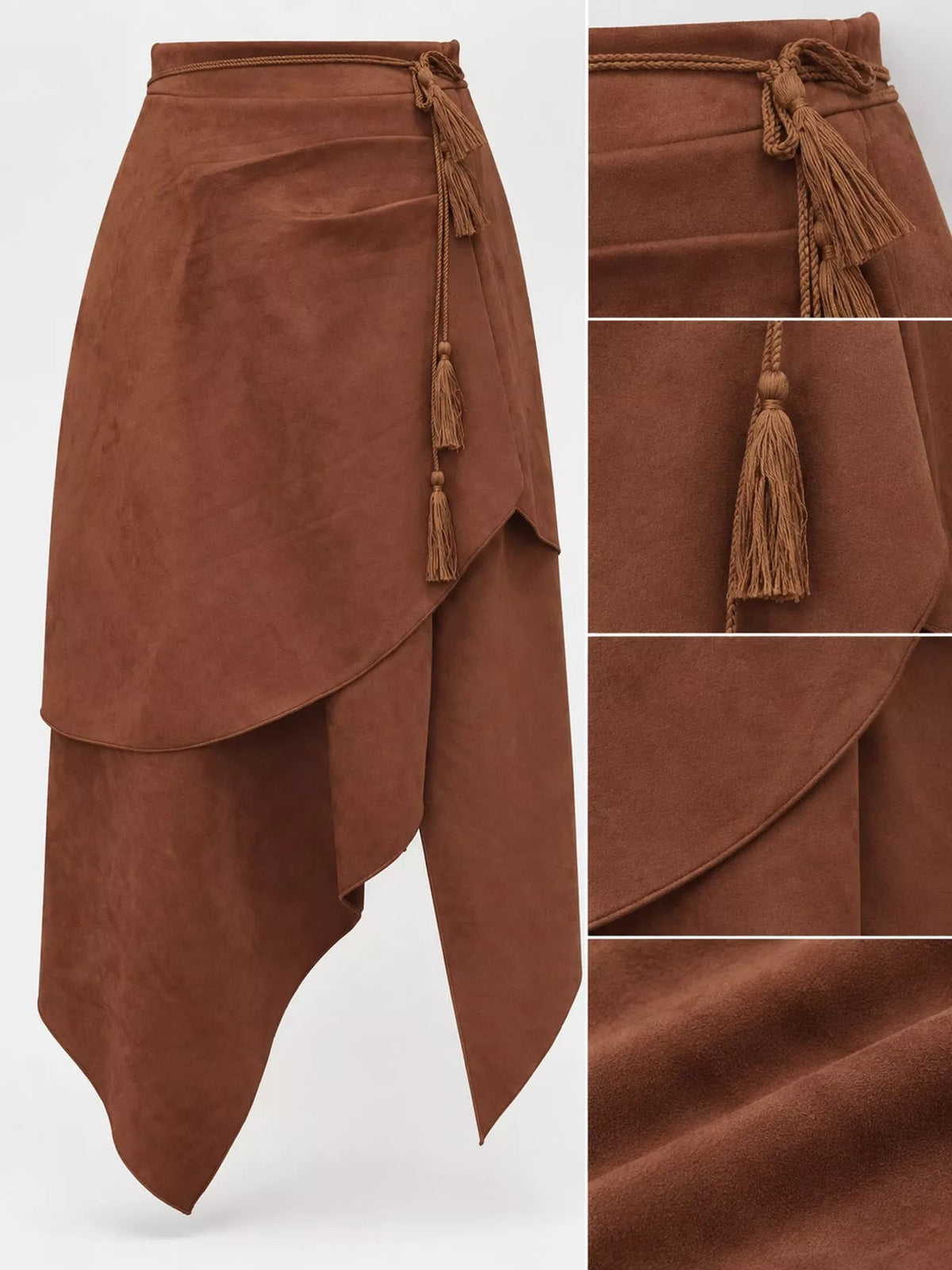 Bohemian Suede Wrap Skirt with Tassel Accents - Flip Flop Dynasty